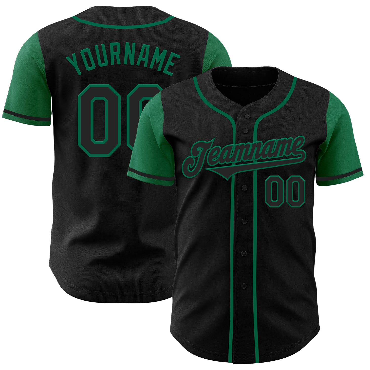 Jerseytrend Black Kelly Green Two Tone Personalized Baseball Jersey For Fans