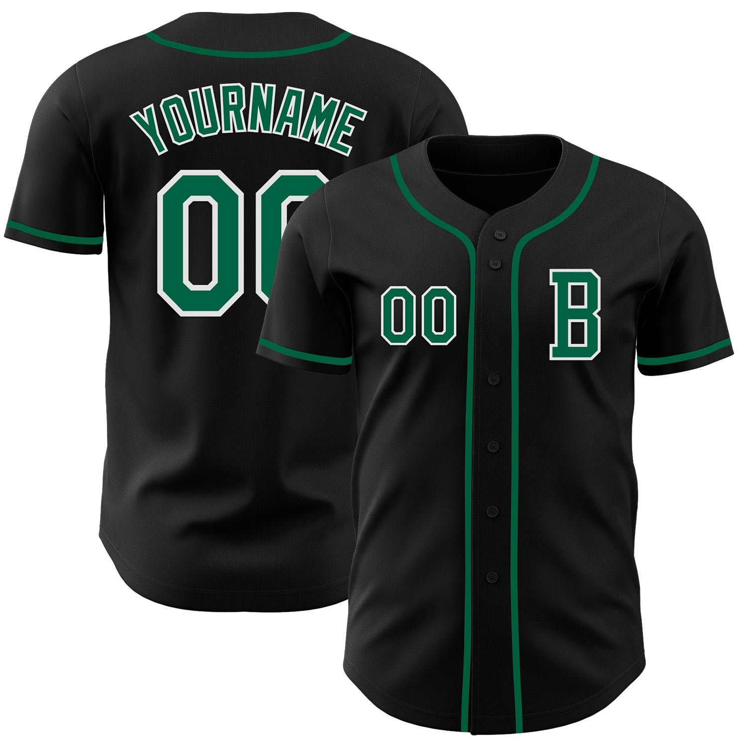 Jerseytrend Black Kelly Green White Personalized Baseball Jersey For Fans