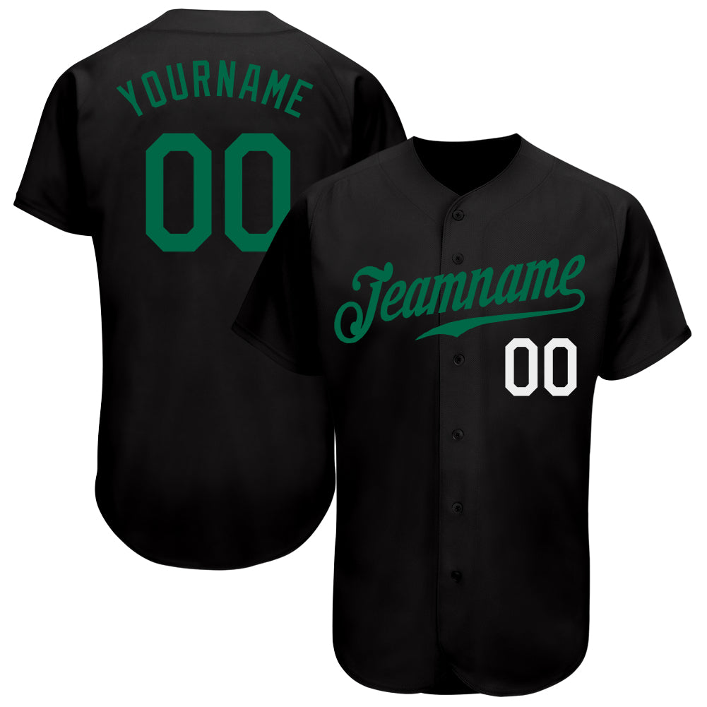 Jerseytrend Black Kelly Green White Personalized Baseball Jersey For Fans
