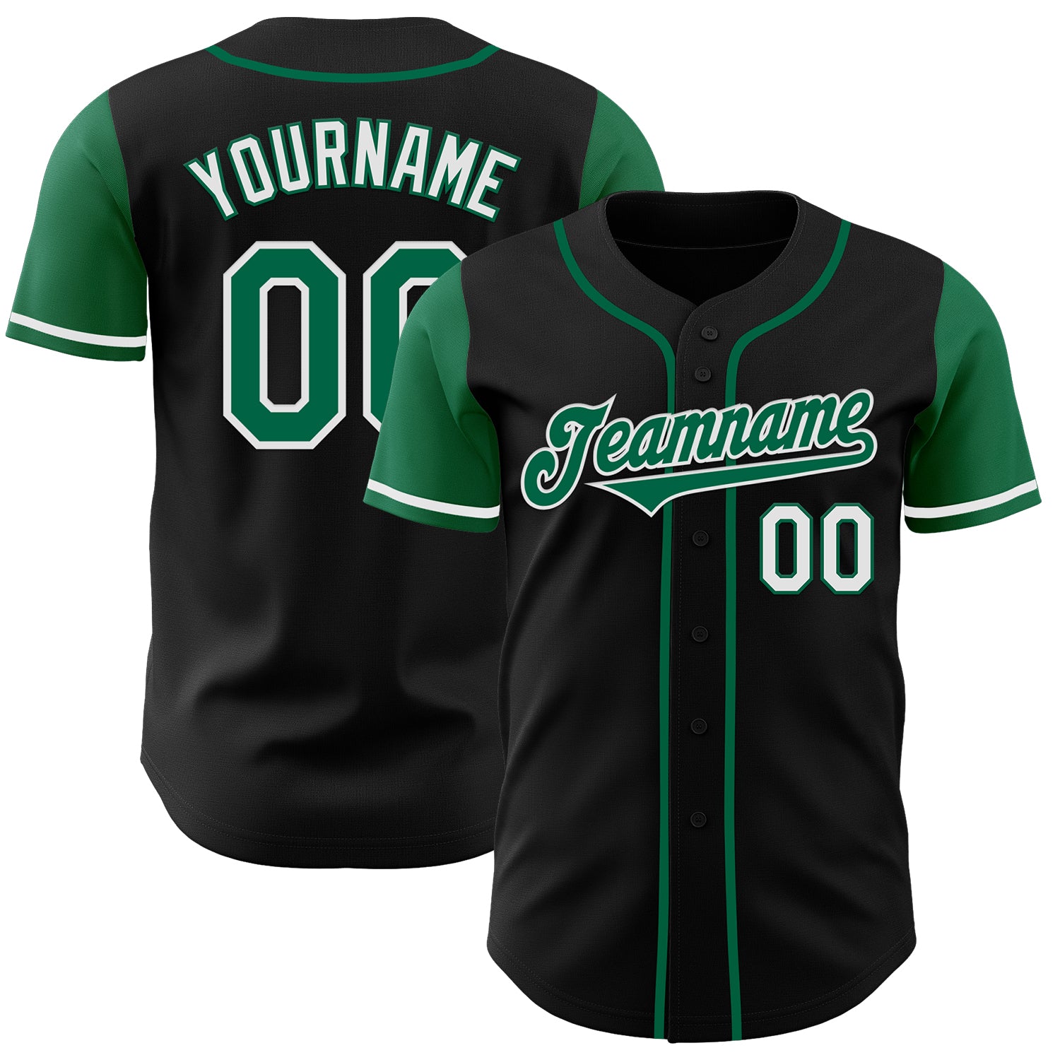 Jerseytrend Black Kelly Green White Two Tone Personalized Baseball Jersey For Fans