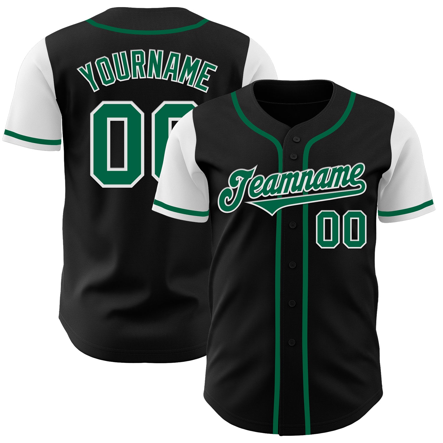 Jerseytrend Black Kelly Green White Two Tone Personalized Baseball Jersey For Fans