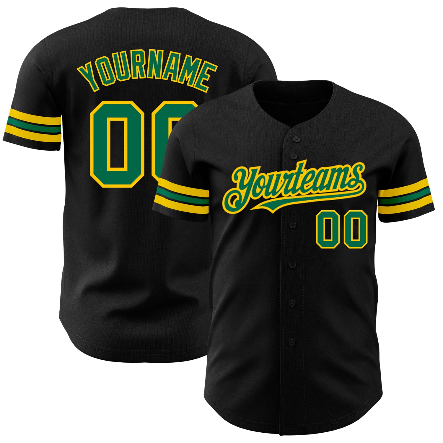 Jerseytrend Black Kelly Green Yellow Personalized Baseball Jersey For Fans
