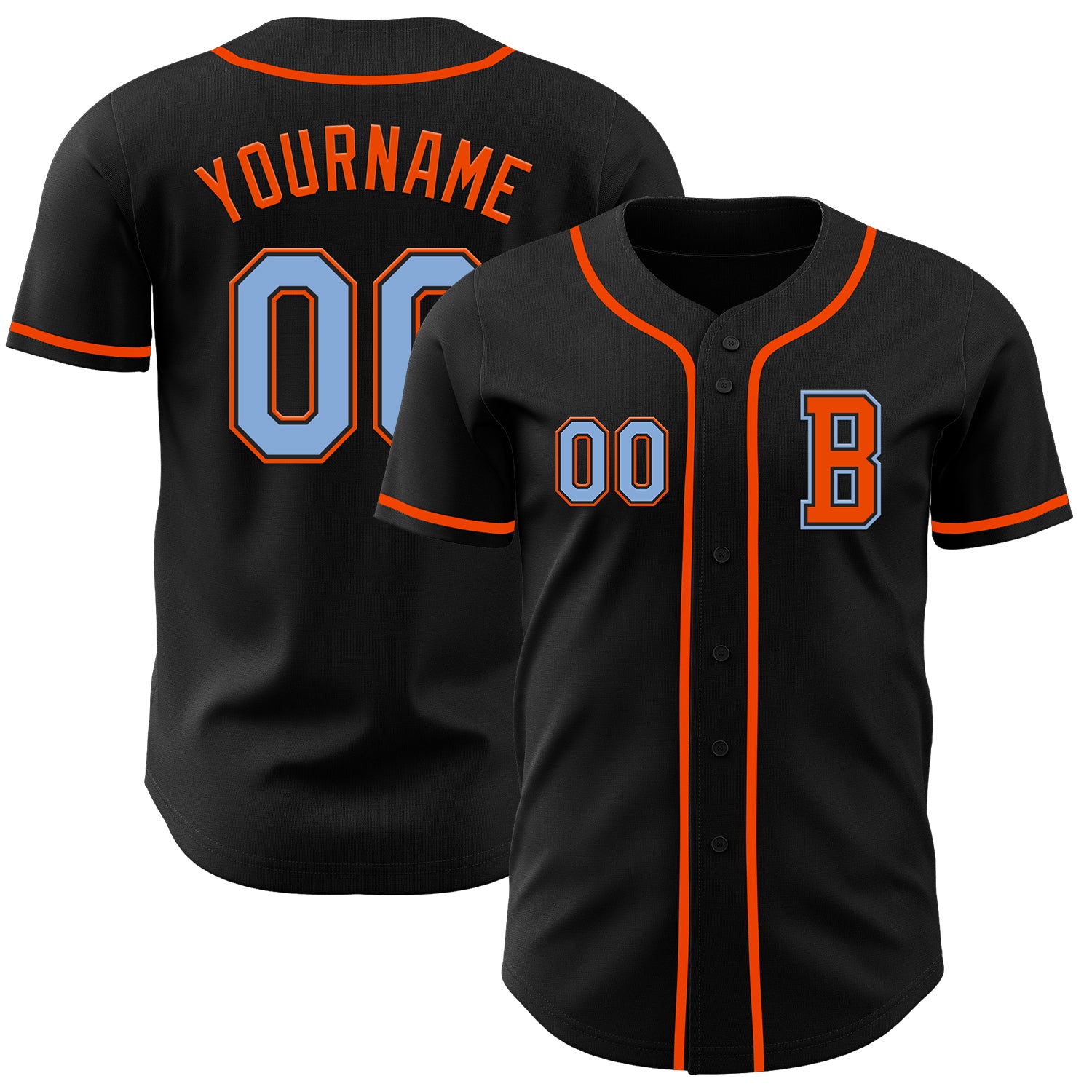 Mckenzieshoponline Black Light Blue Orange Personalized Baseball Jersey For Fans