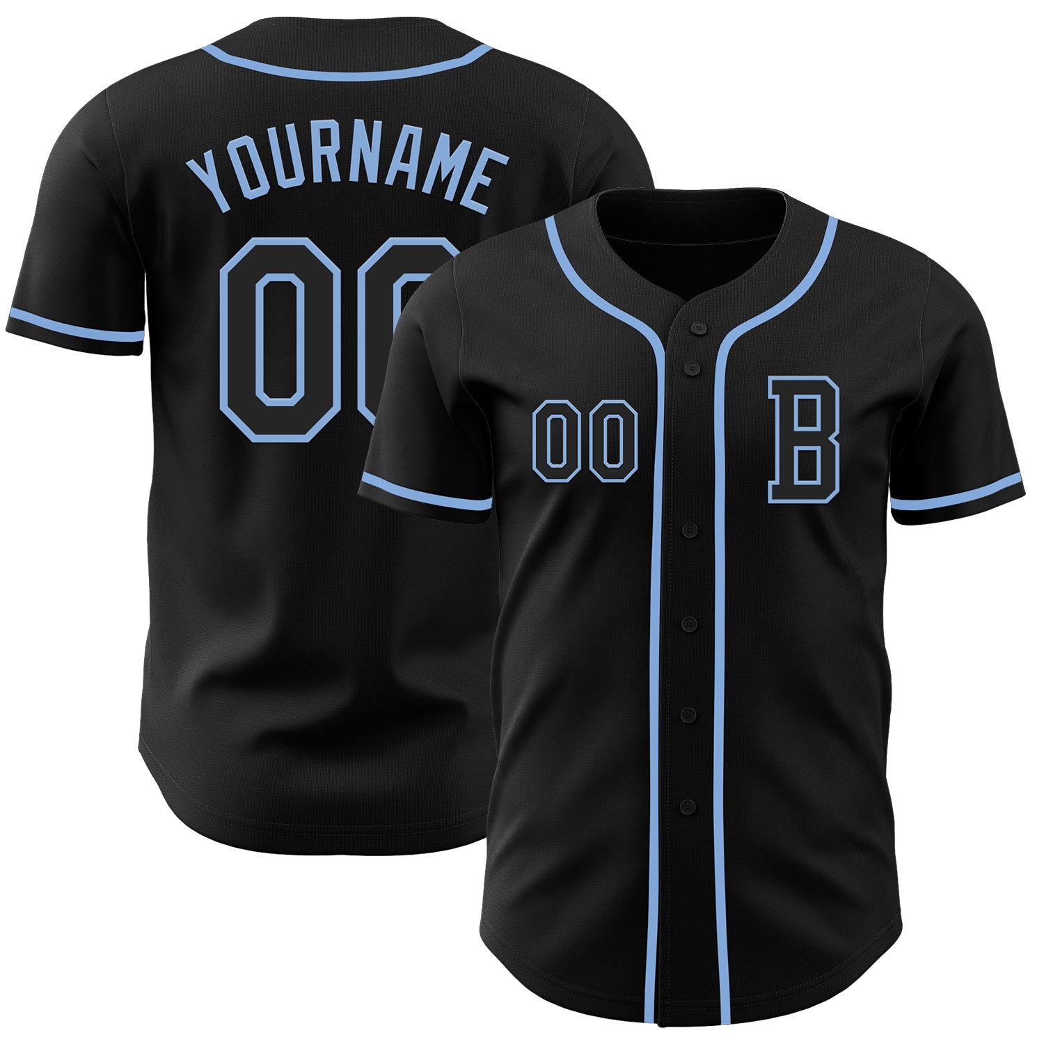 Jerseytrend Black Light Blue Personalized Baseball Jersey For Fans