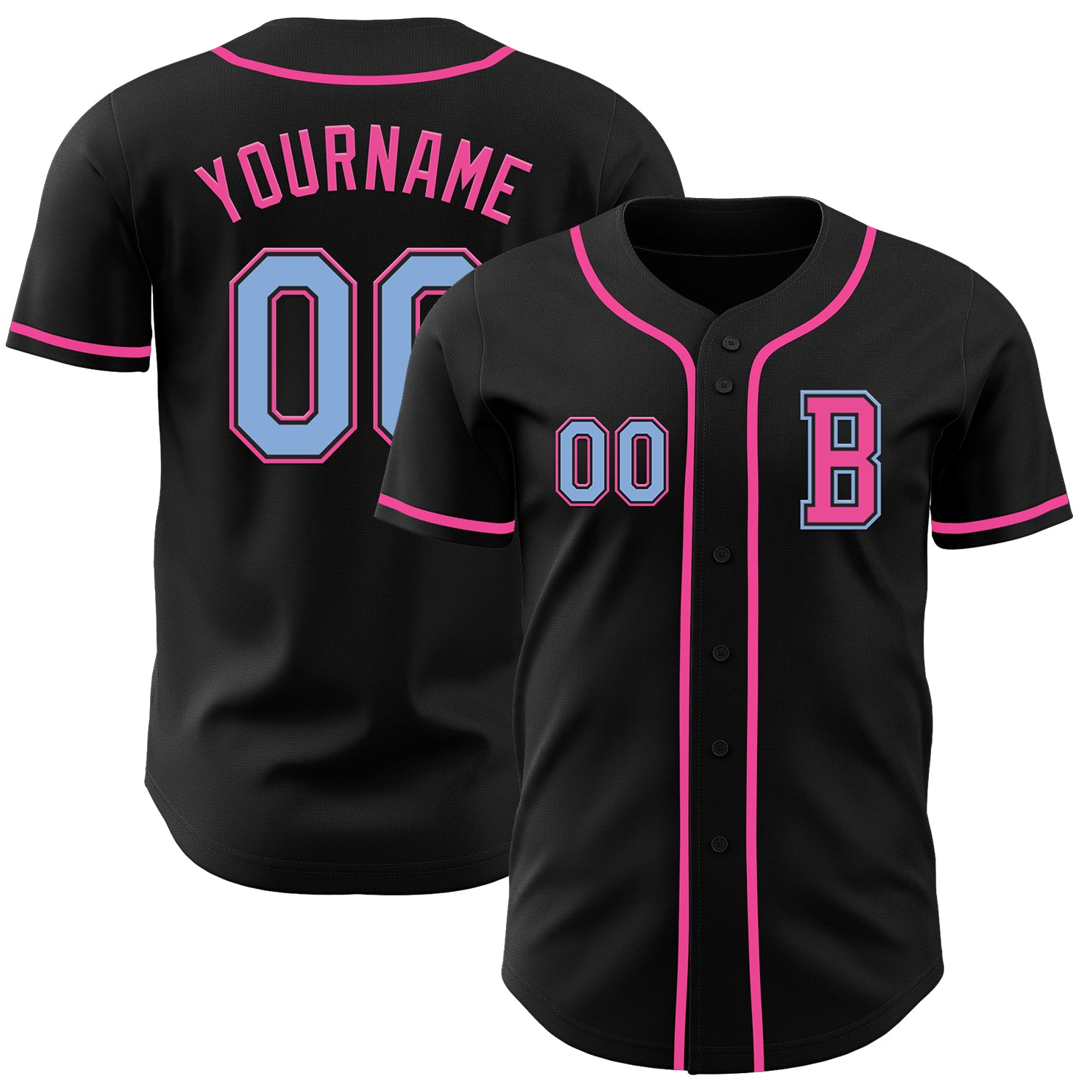 Mckenzieshoponline Black Light Blue Pink Personalized Baseball Jersey For Fans