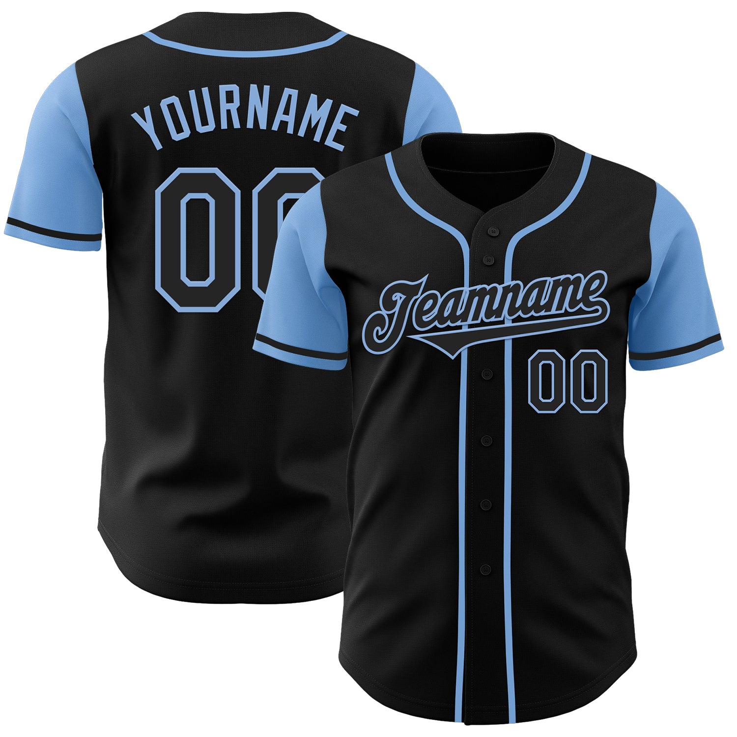 Jerseytrend Black Light Blue Two Tone Personalized Baseball Jersey For Fans