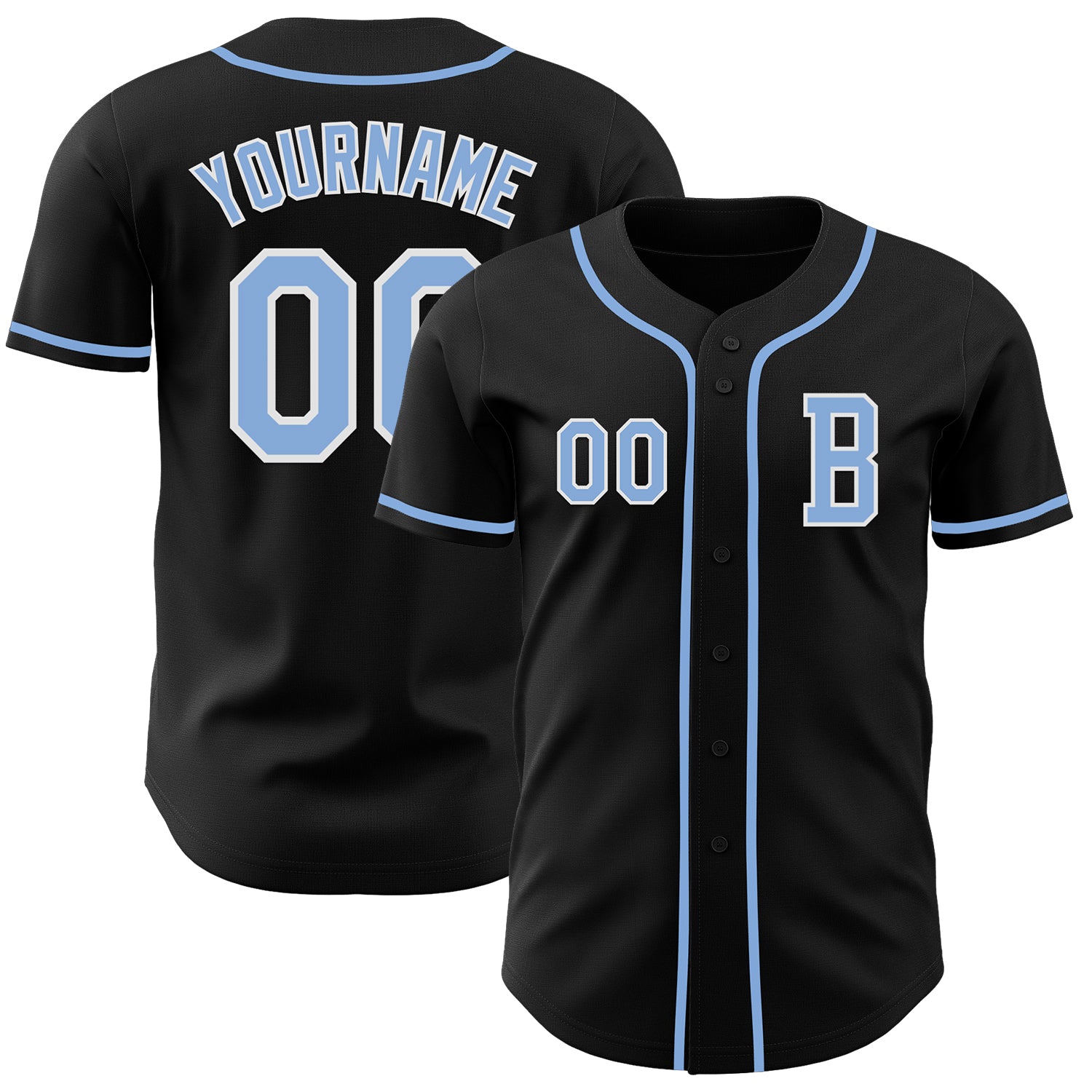 Jerseytrend Black Light Blue White Personalized Baseball Jersey For Fans