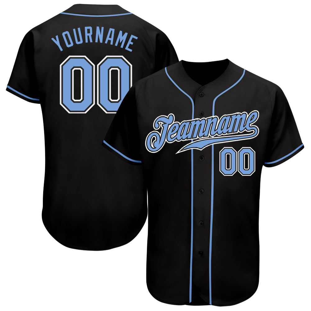 Jerseytrend Black Light Blue White Personalized Baseball Jersey For Fans