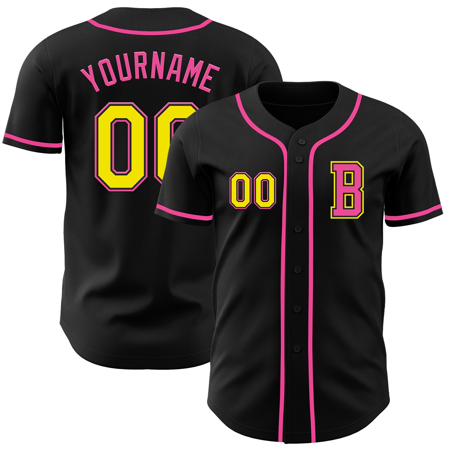 Mckenzieshoponline Black Light Yellow Pink Personalized Baseball Jersey For Fans