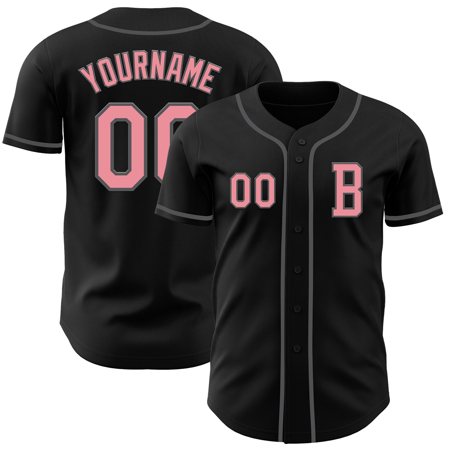 Jerseytrend Black Medium Pink Steel Gray Personalized Baseball Jersey For Fans
