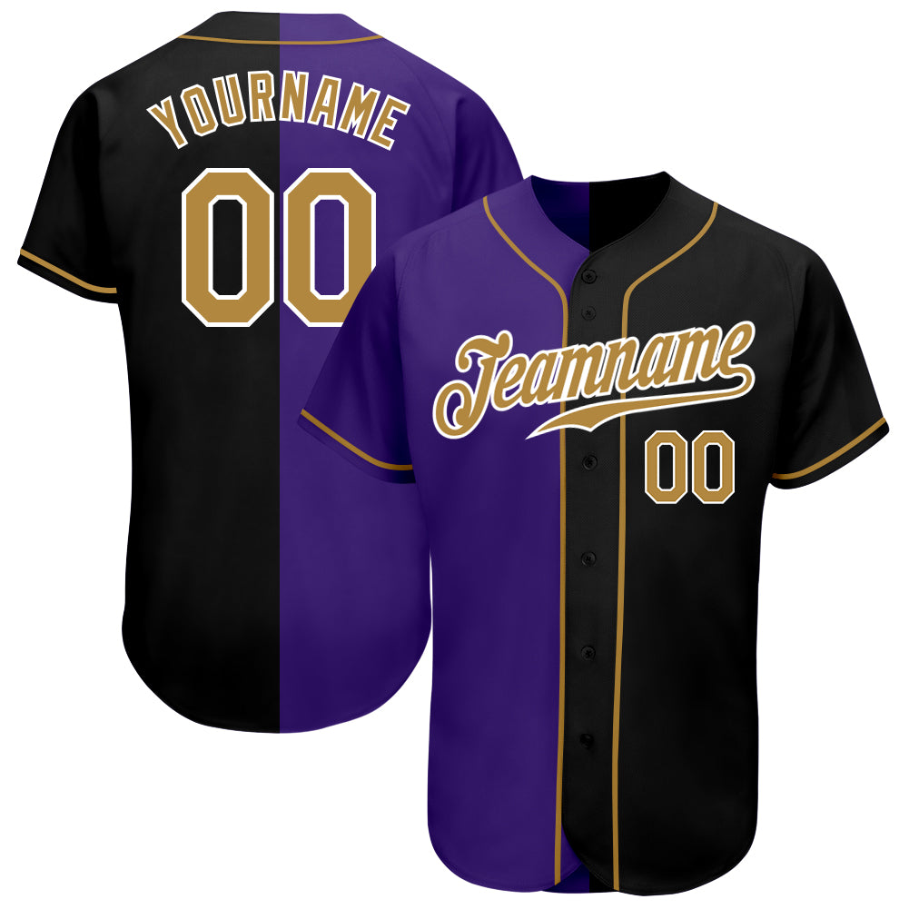 Jerseytrend Black Old Gold Purple Split Fashion Personalized Baseball Jersey For Fans