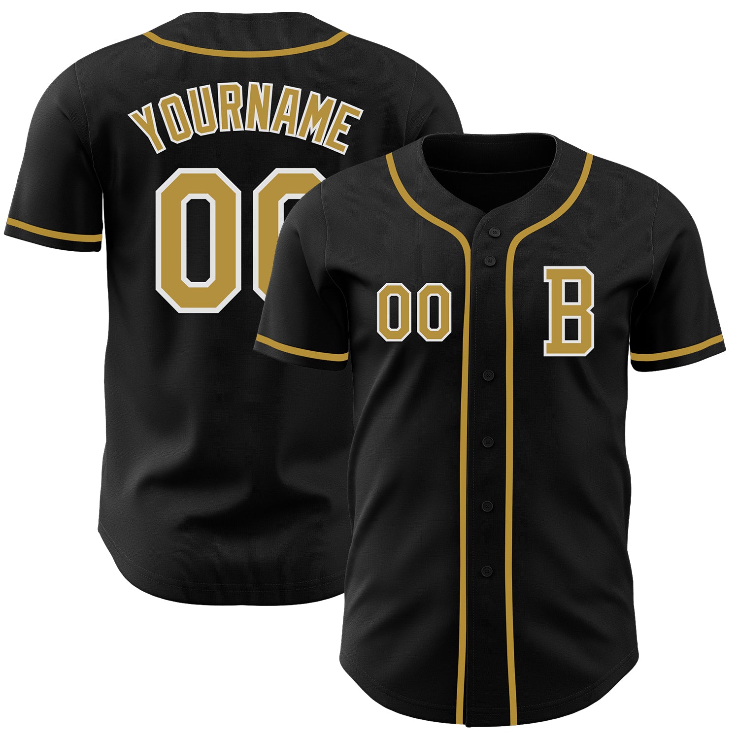 Jerseytrend Black Old Gold White Personalized Baseball Jersey For Fans
