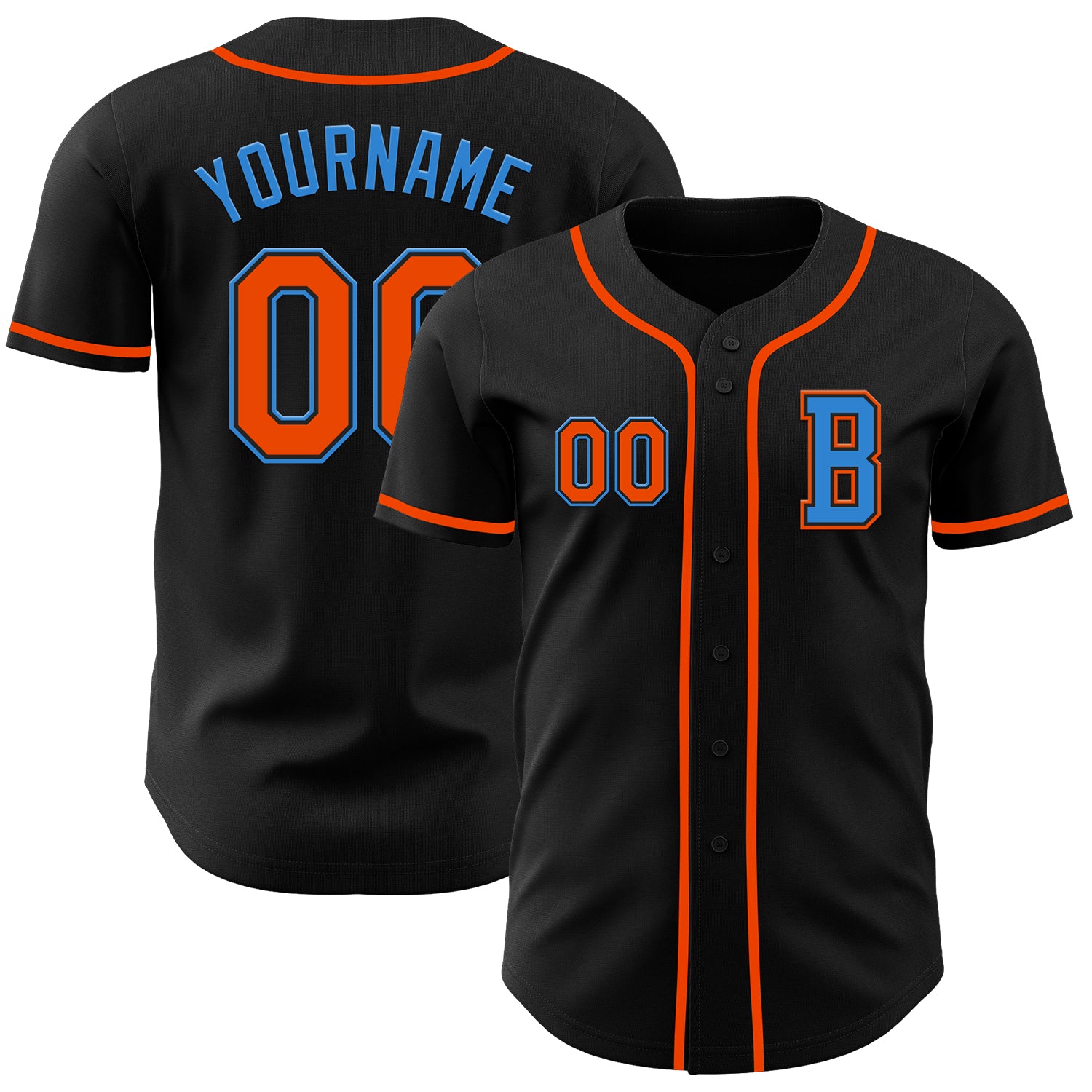 Mckenzieshoponline Black Orange Electric Blue Personalized Baseball Jersey For Fans