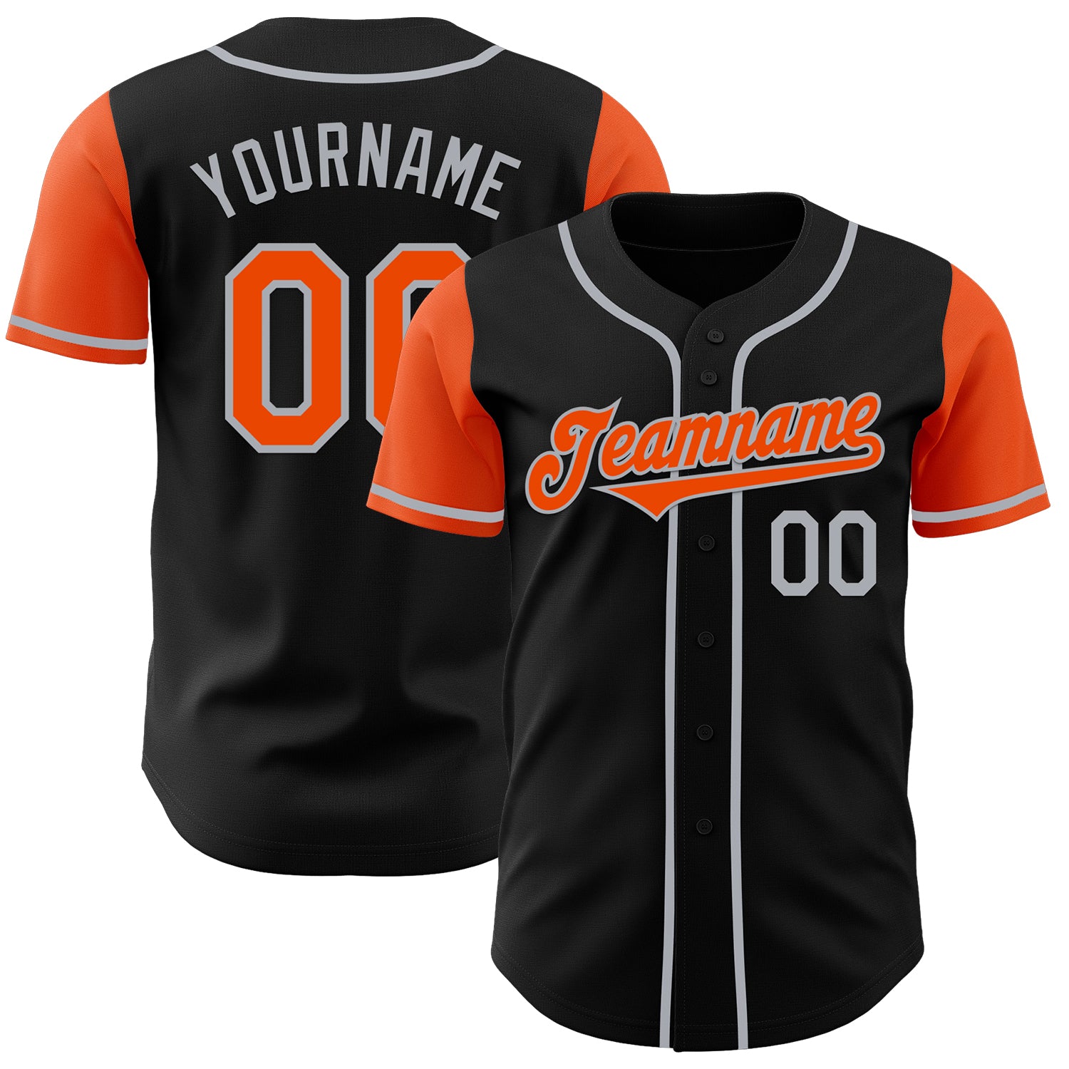 Jerseytrend Black Orange Gray Two Tone Personalized Baseball Jersey For Fans