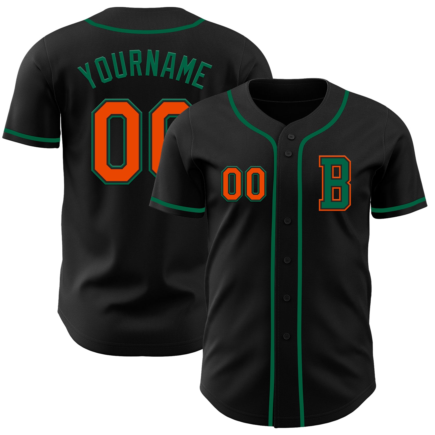 Jerseytrend Black Orange Kelly Green Personalized Baseball Jersey For Fans
