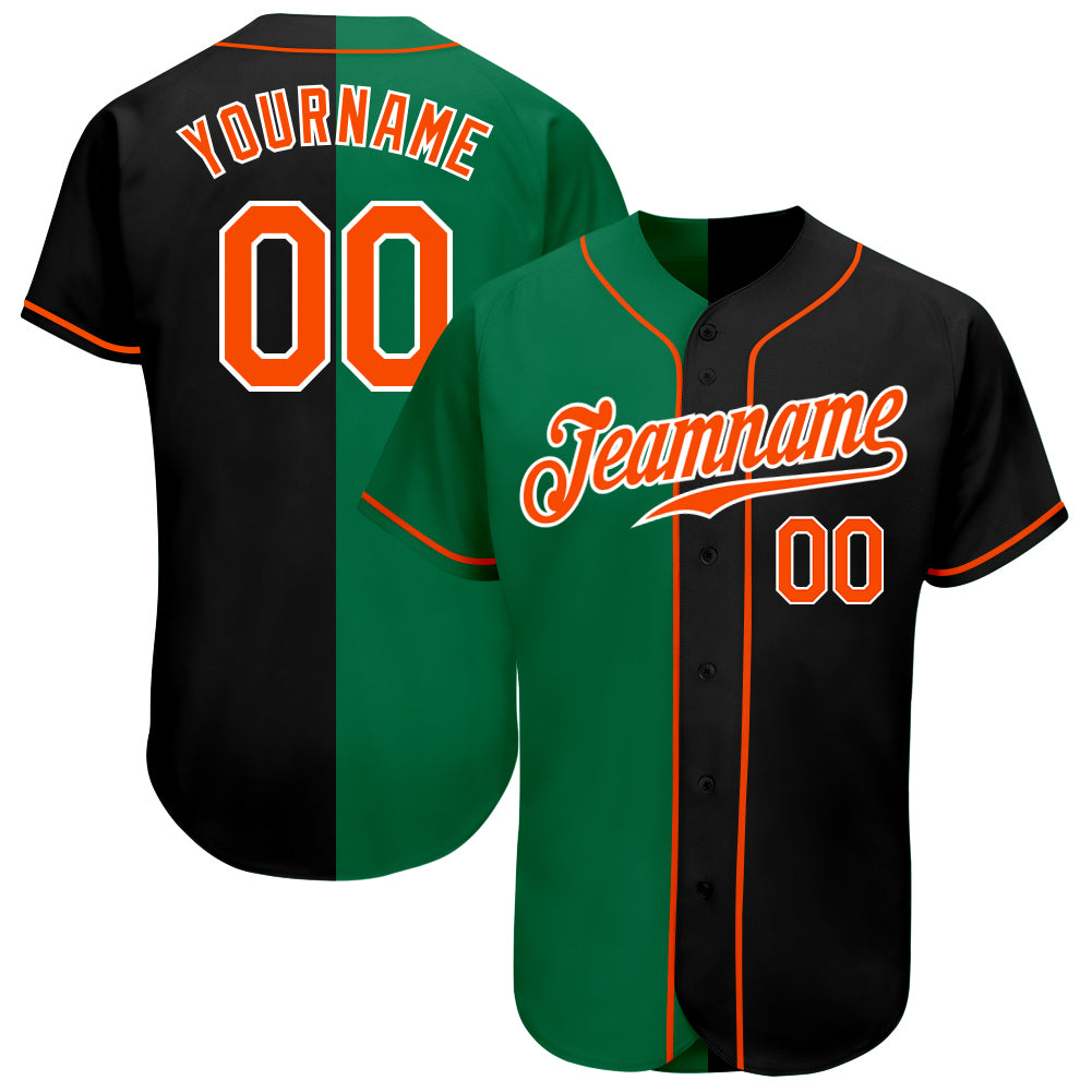 Jerseytrend Black Orange Kelly Green Split Fashion Personalized Baseball Jersey For Fans