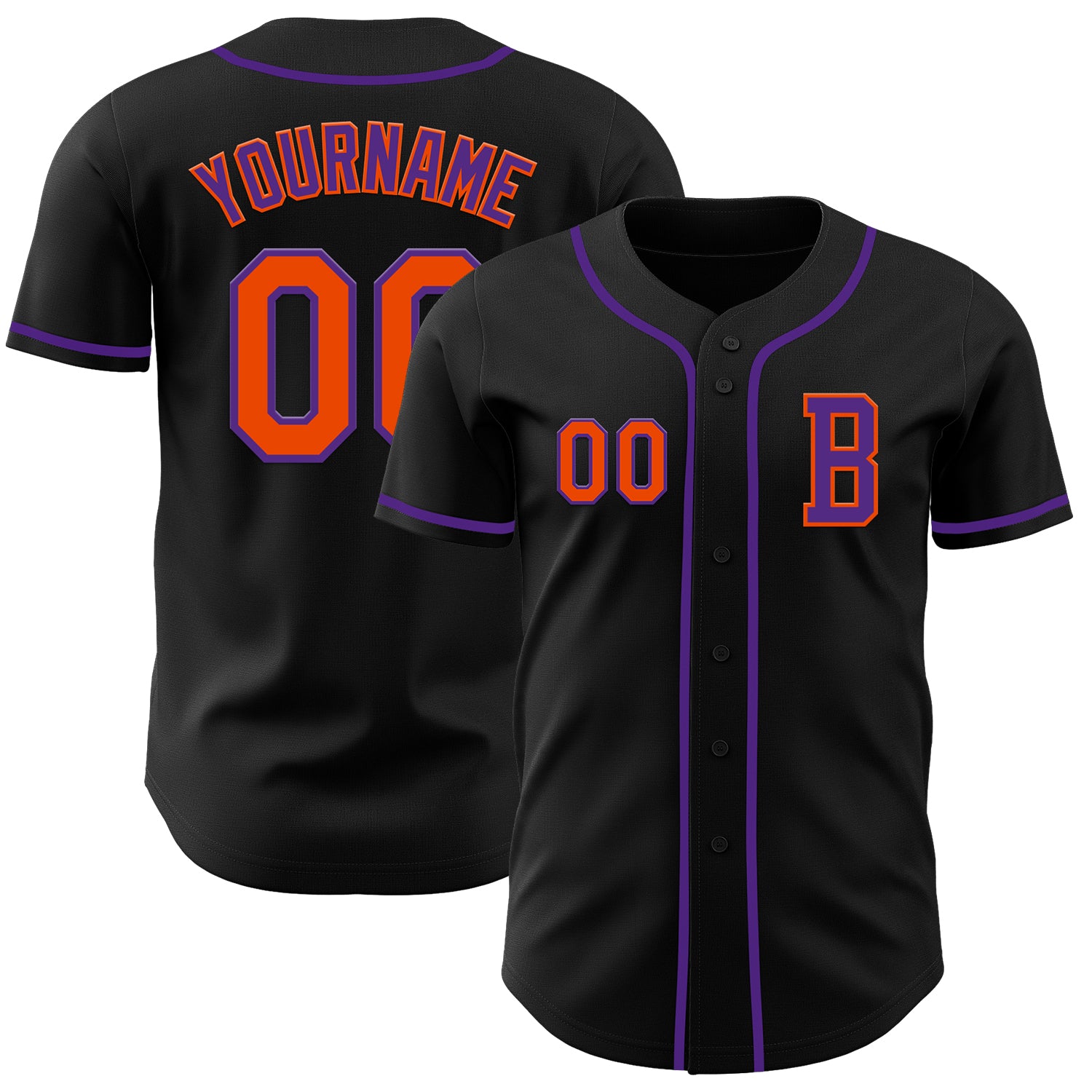 Jerseytrend Black Orange Purple Personalized Baseball Jersey For Fans