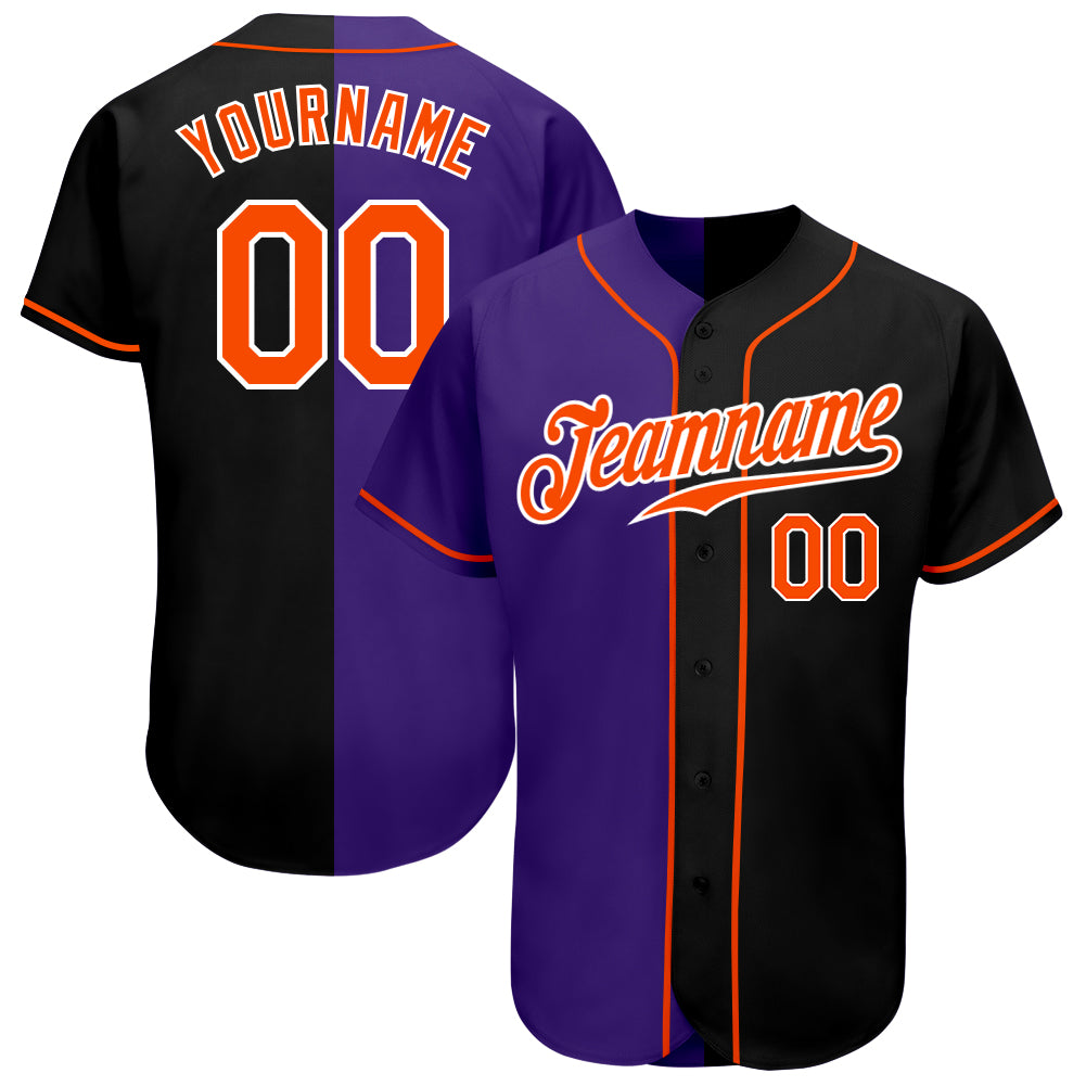 Jerseytrend Black Orange Purple Split Fashion Personalized Baseball Jersey For Fans