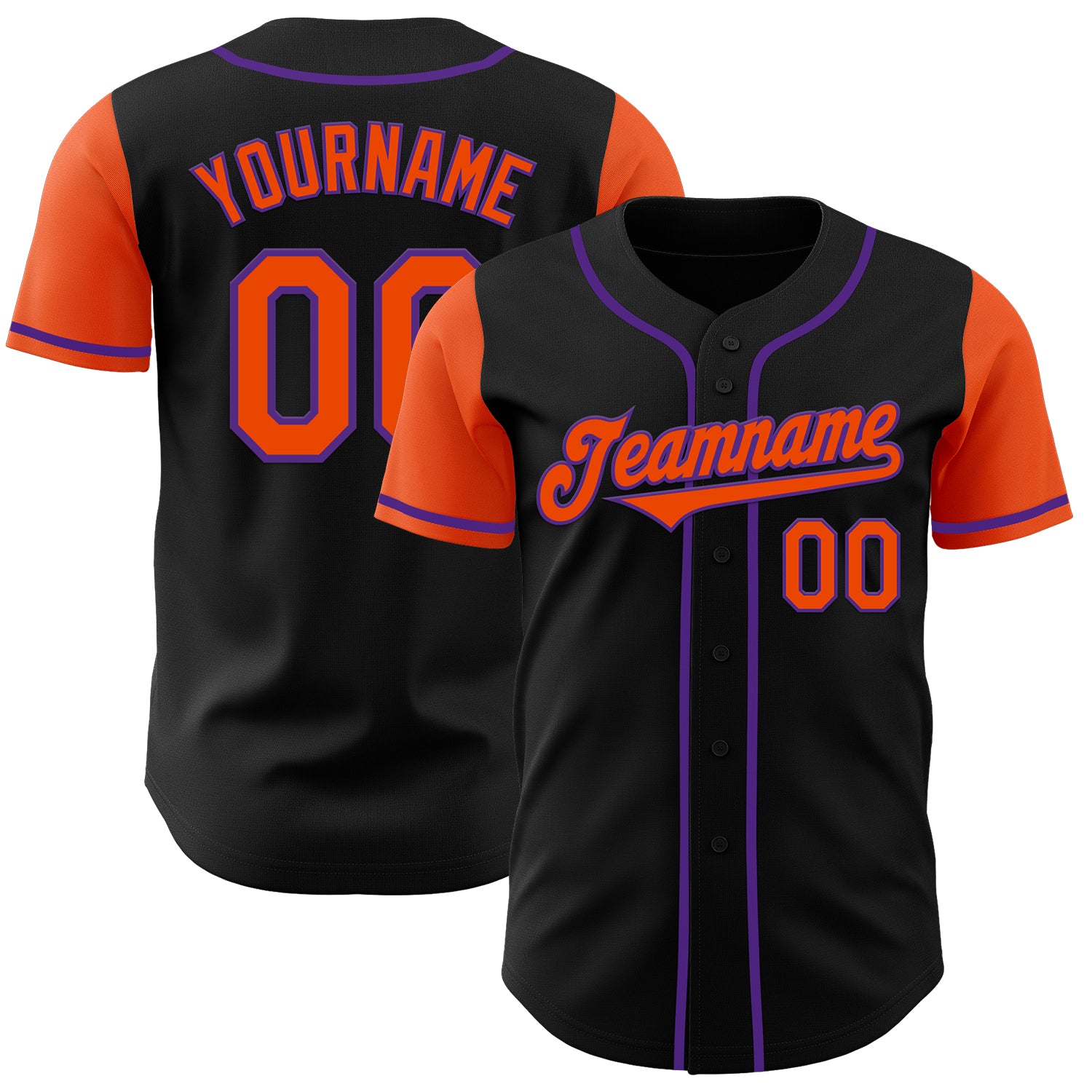Jerseytrend Black Orange Purple Two Tone Personalized Baseball Jersey For Fans