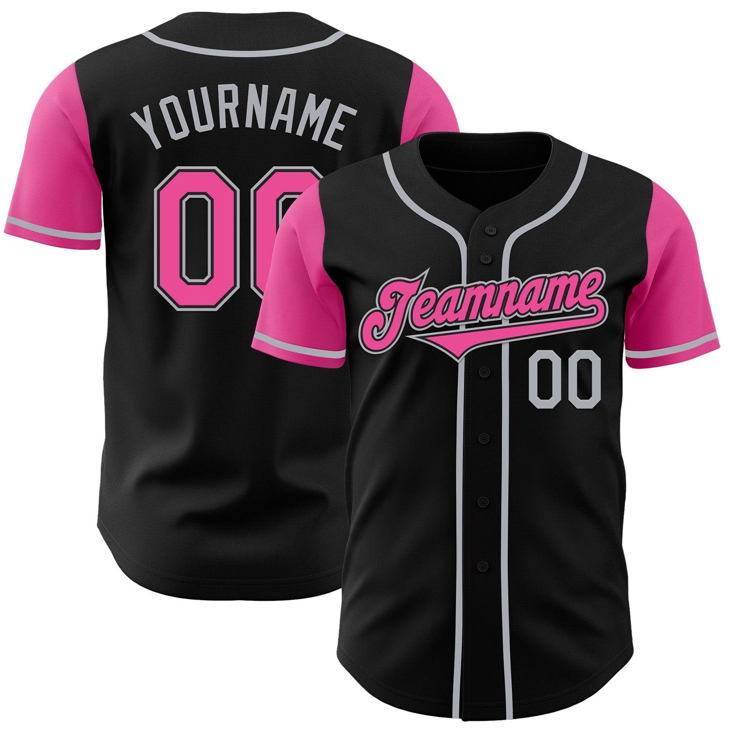Jerseytrend Black Pink Gray Two Tone Personalized Baseball Jersey For Fans