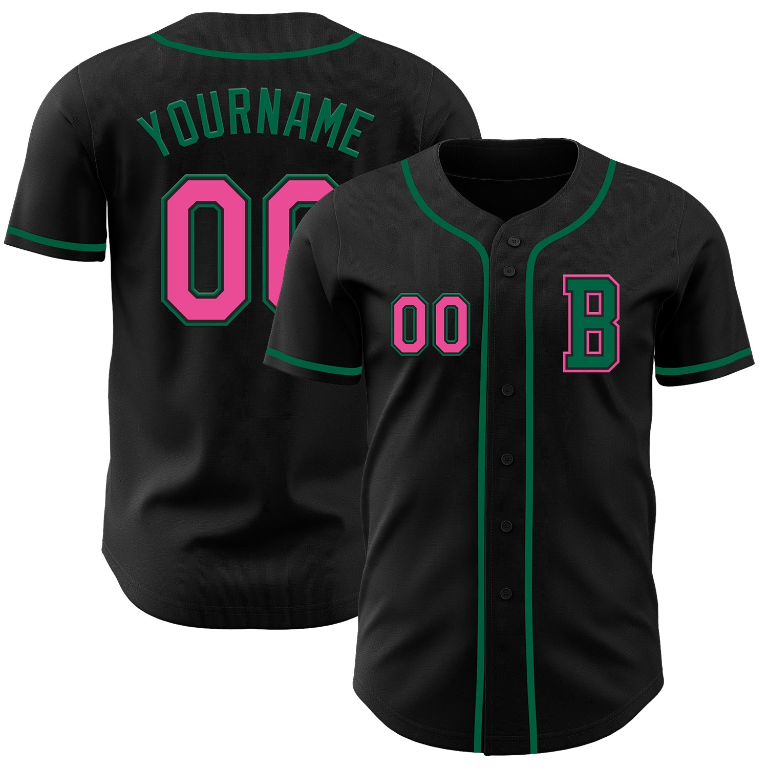 Jerseytrend Black Pink Kelly Green Personalized Baseball Jersey For Fans