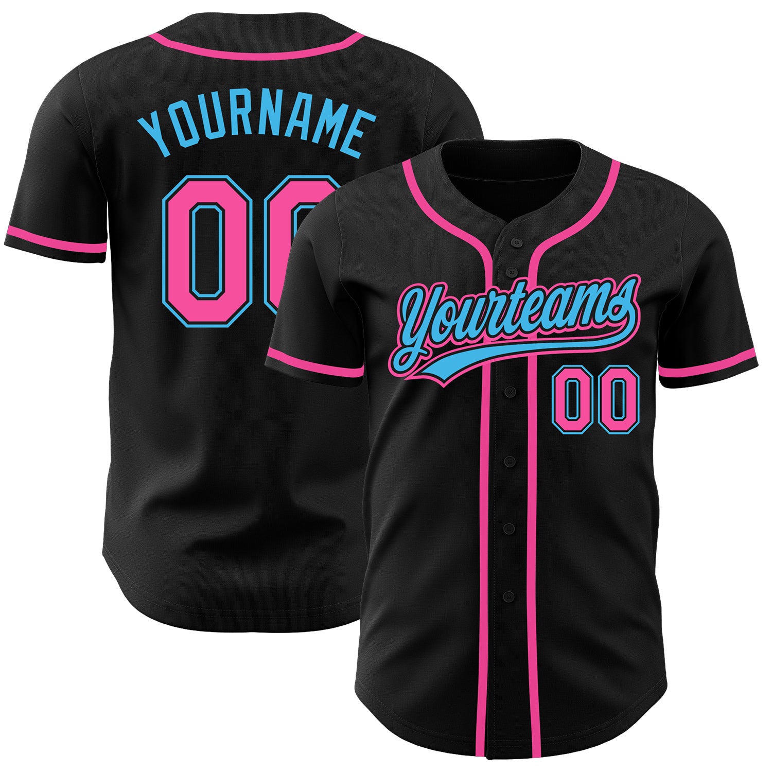 Jerseytrend Black Pink Sky Blue Personalized Baseball Jersey For Fans