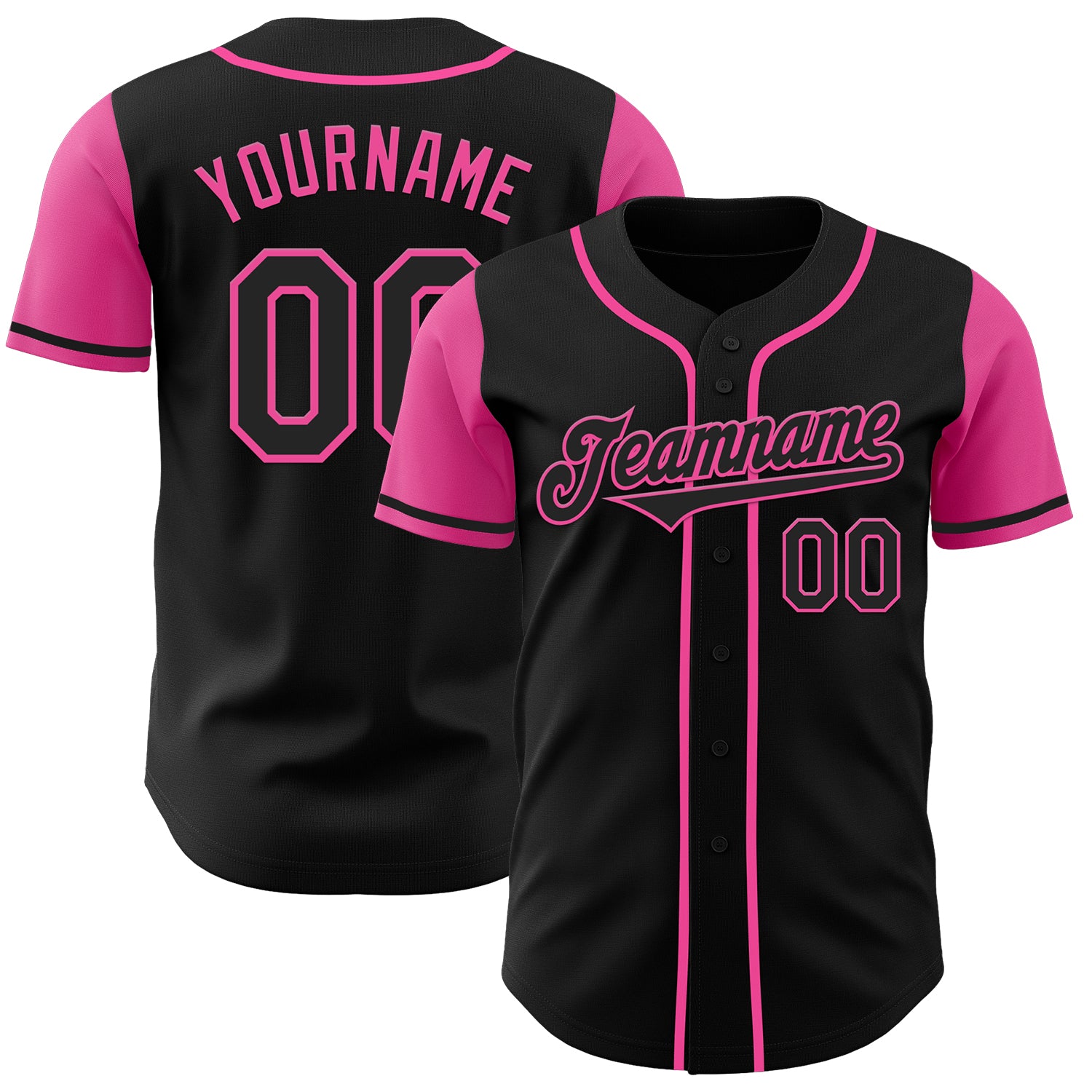 Jerseytrend Black Pink Two Tone Personalized Baseball Jersey For Fans