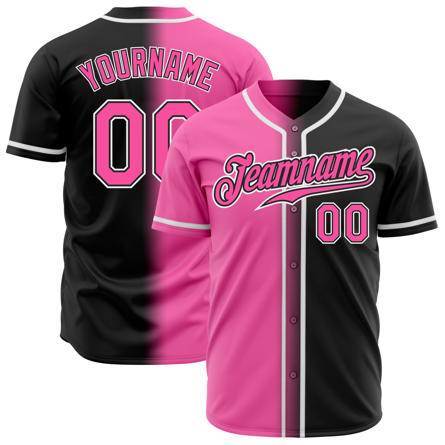 Jerseytrend Black Pink White Gradient Fashion Personalized Baseball Jersey For Fans