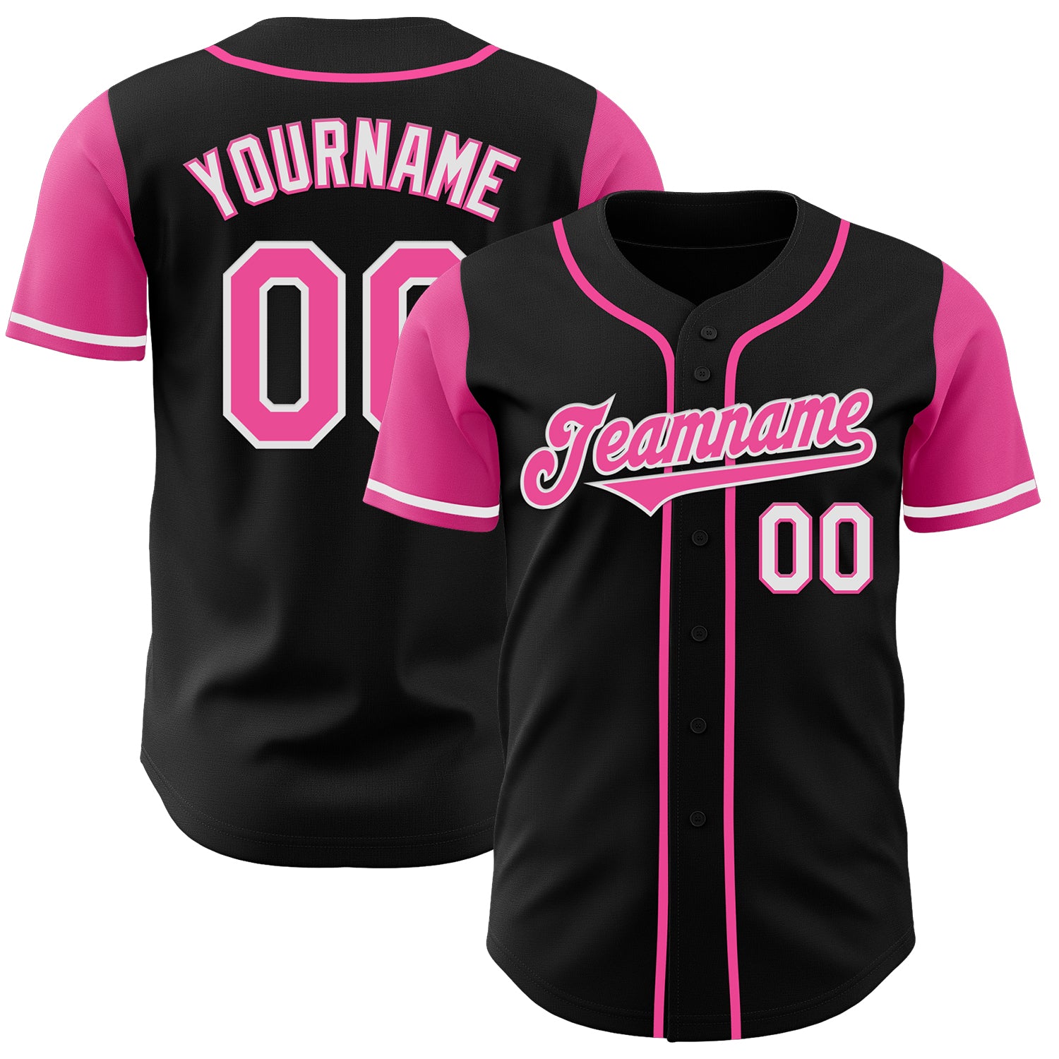 Jerseytrend Black Pink White Two Tone Personalized Baseball Jersey For Fans