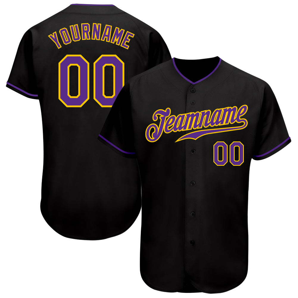 Jerseytrend Black Purple Gold Personalized Baseball Jersey For Fans