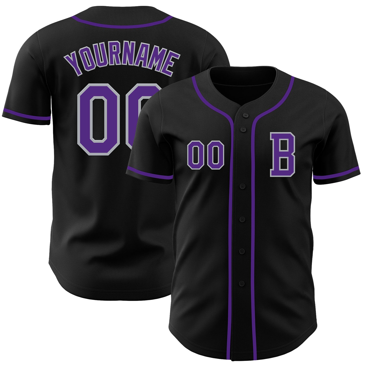 Jerseytrend Black Purple Gray Personalized Baseball Jersey For Fans