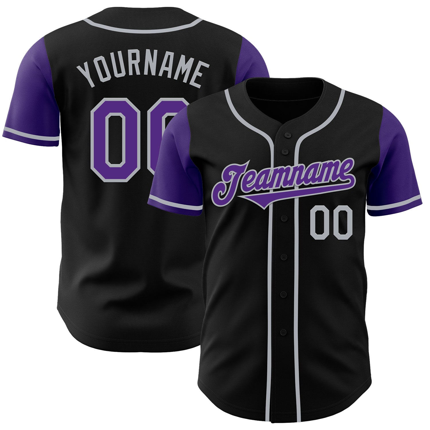 Jerseytrend Black Purple Gray Two Tone Personalized Baseball Jersey For Fans