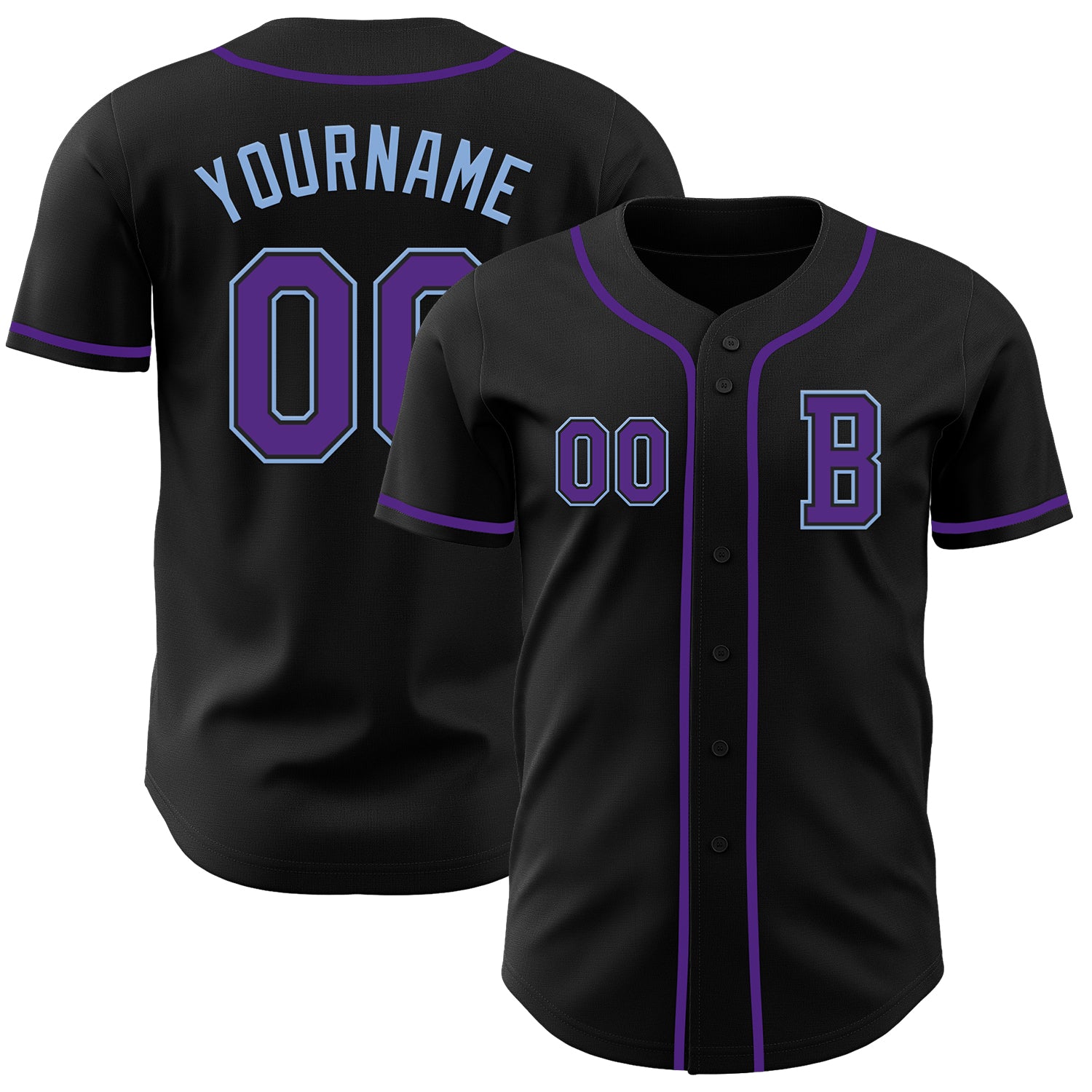 Jerseytrend Black Purple Light Blue Personalized Baseball Jersey For Fans