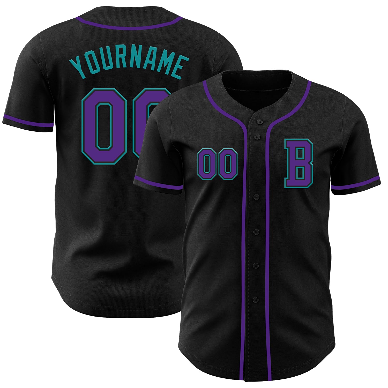 Jerseytrend Black Purple Teal Personalized Baseball Jersey For Fans