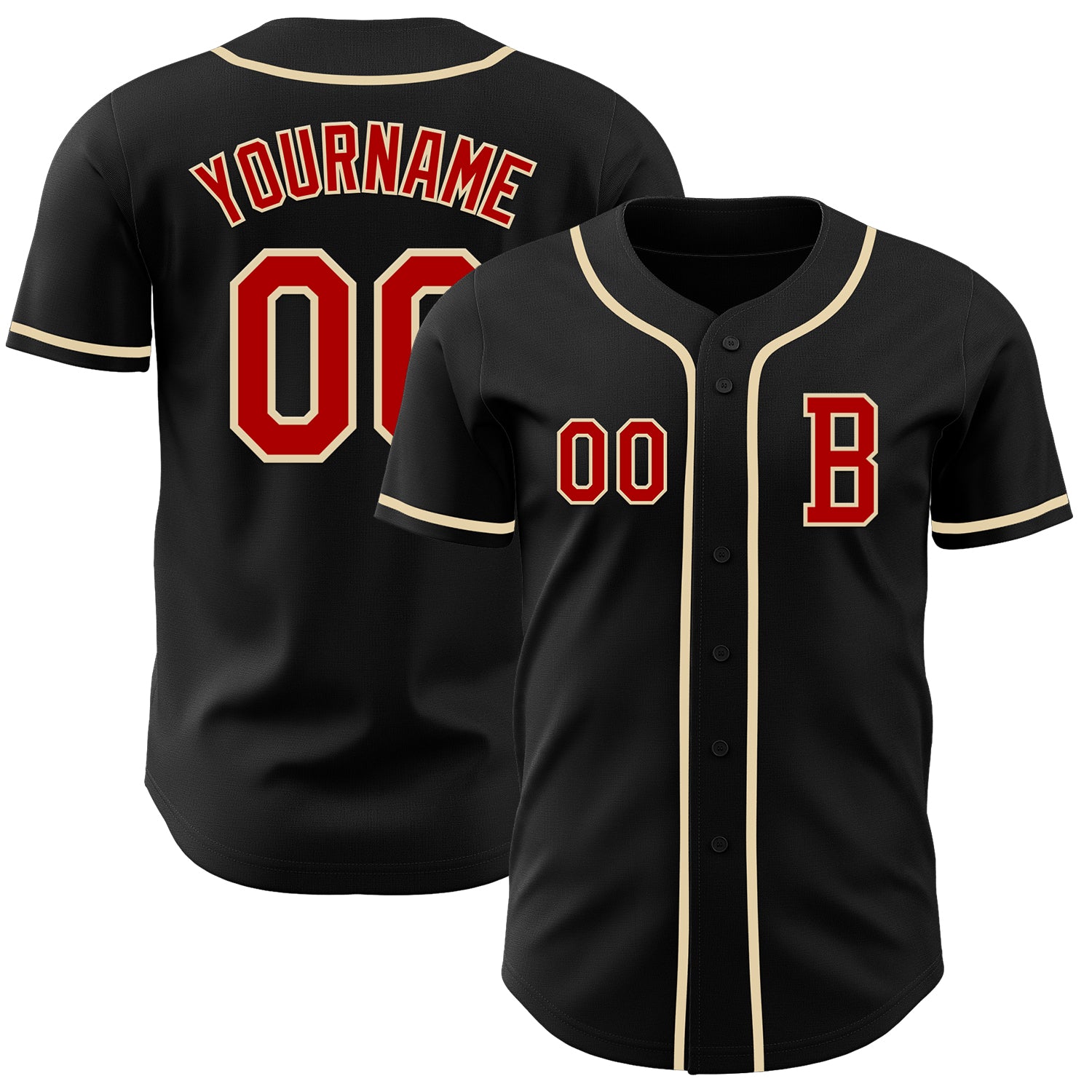 Mckenzieshoponline Black Red Cream Personalized Baseball Jersey For Fans