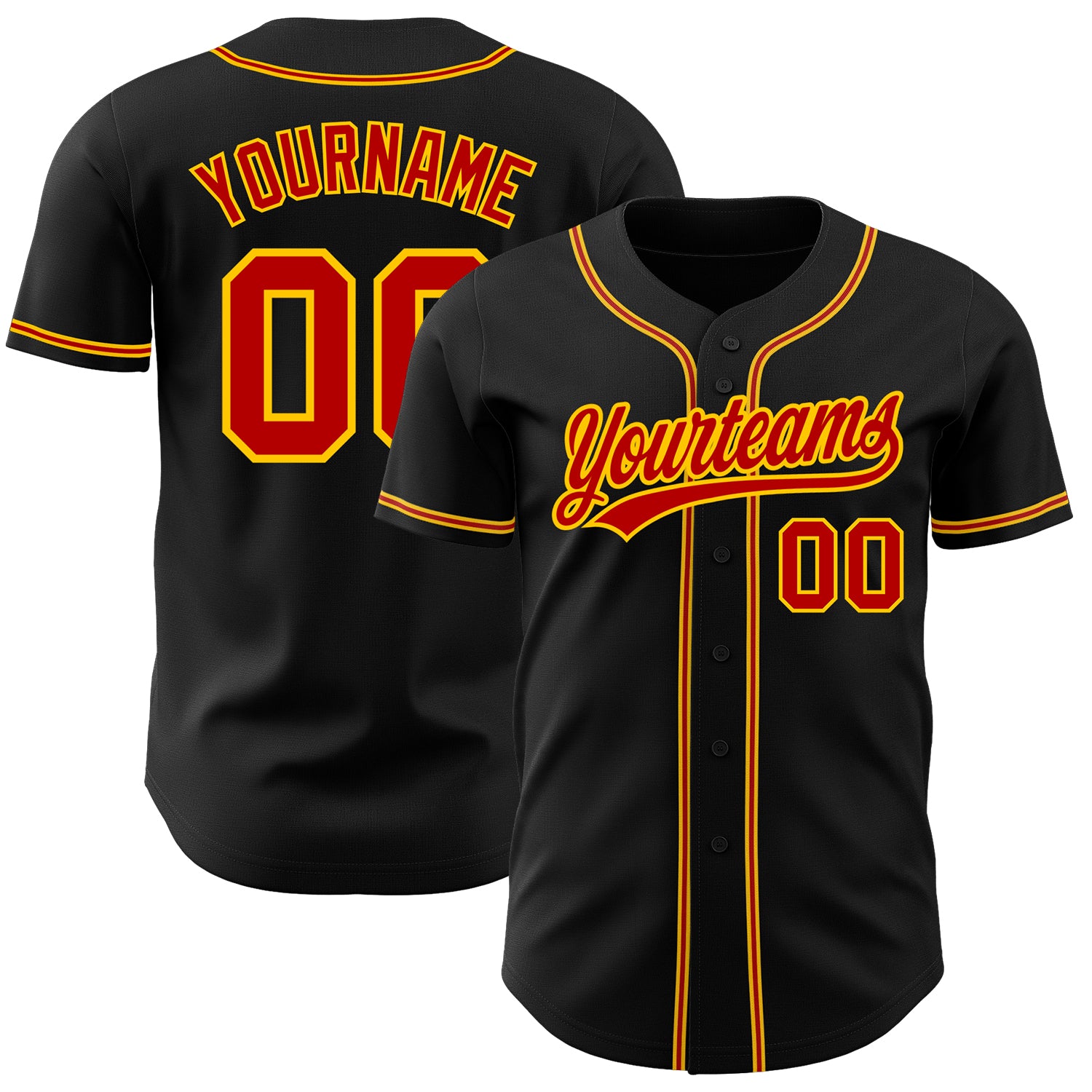 Jerseytrend Black Red Gold Personalized Baseball Jersey For Fans