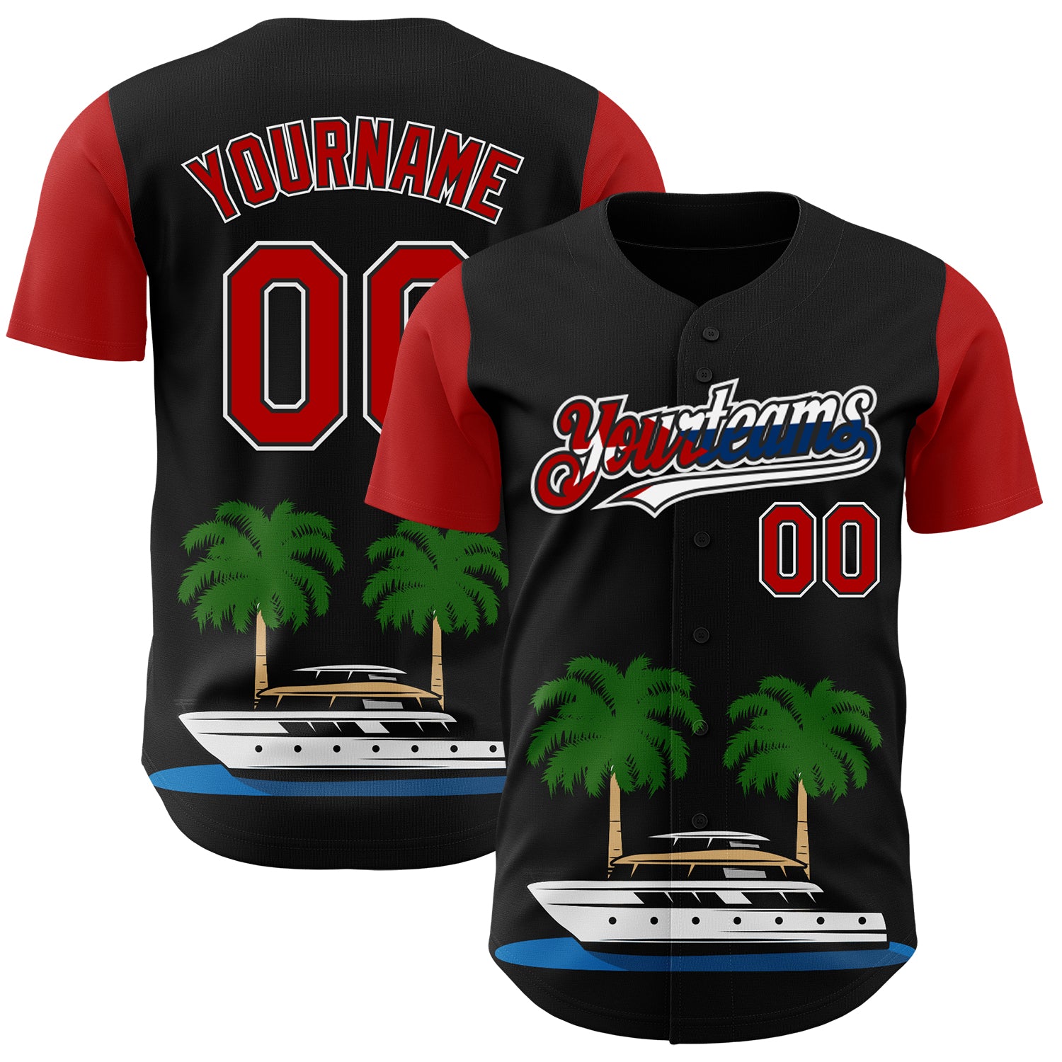 Mckenzieshoponline Black Red White Cuban Flag 3D Cuba Personalized Baseball Jersey For Fans