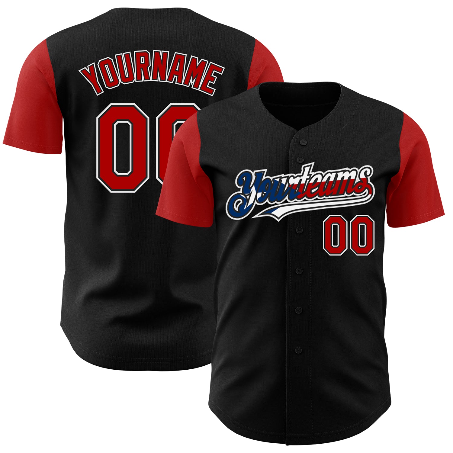 Mckenzieshoponline Black Red White Puerto Rican Flag 3D Puerto Rico Personalized Baseball Jersey For Fans
