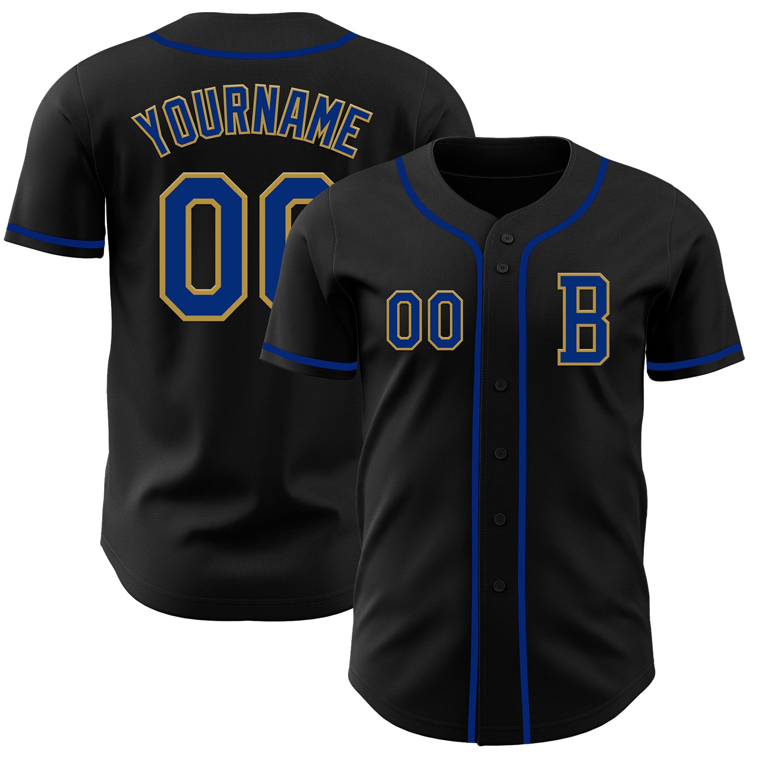 Mckenzieshoponline Black Royal Old Gold Personalized Baseball Jersey For Fans