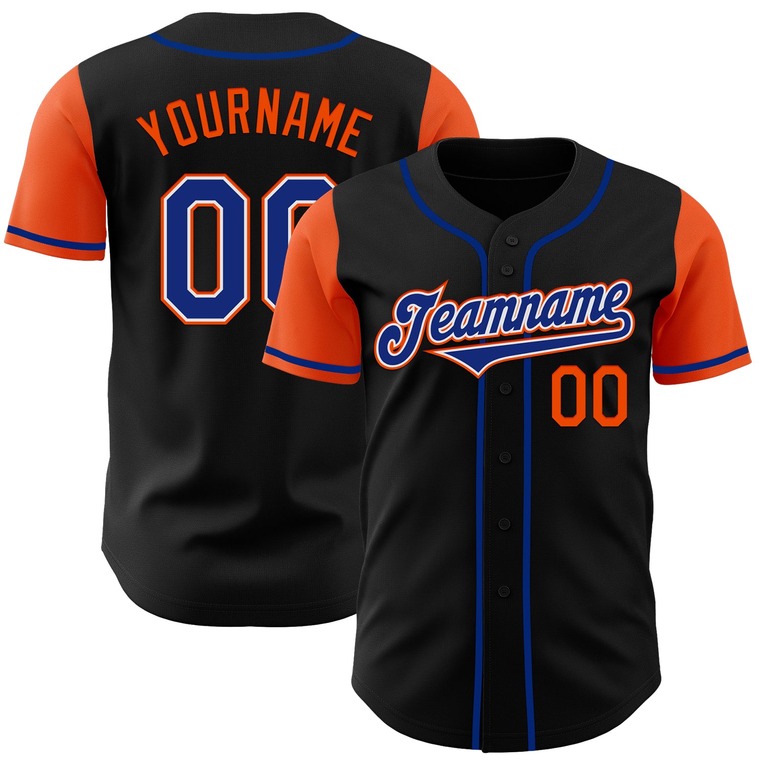 Jerseytrend Black Royal Orange Two Tone Personalized Baseball Jersey For Fans