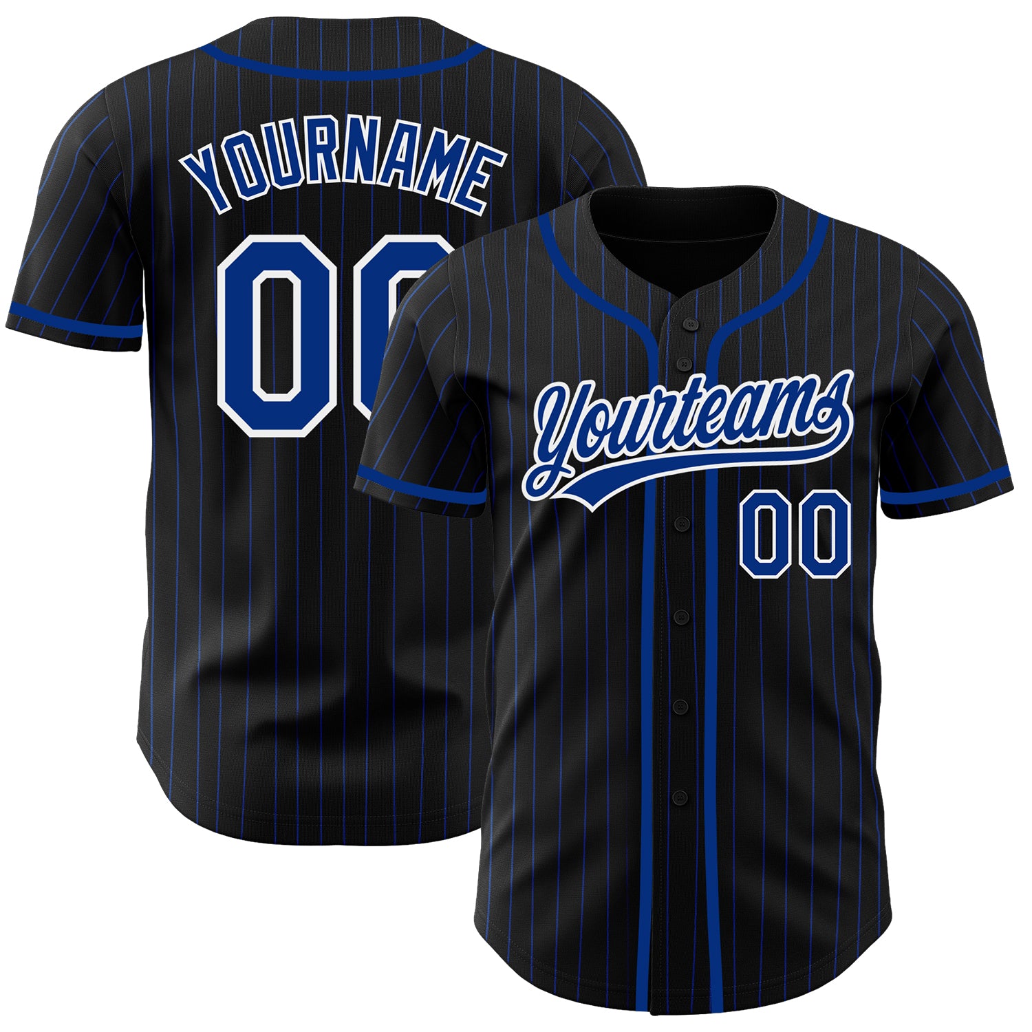 Jerseytrend Black Royal Pinstripe Royal White Personalized Baseball Jersey For Fans