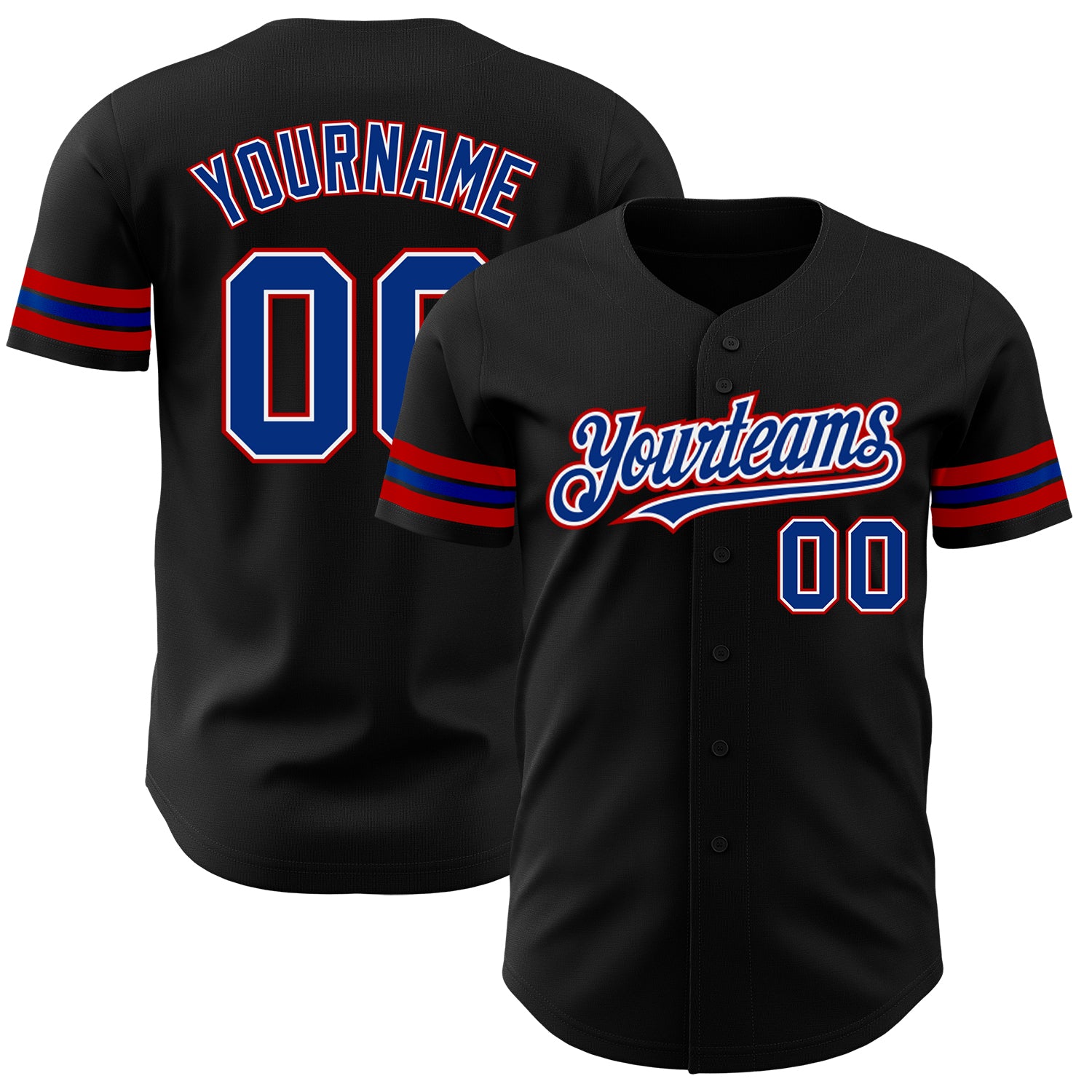 Jerseytrend Black Royal Red Personalized Baseball Jersey For Fans