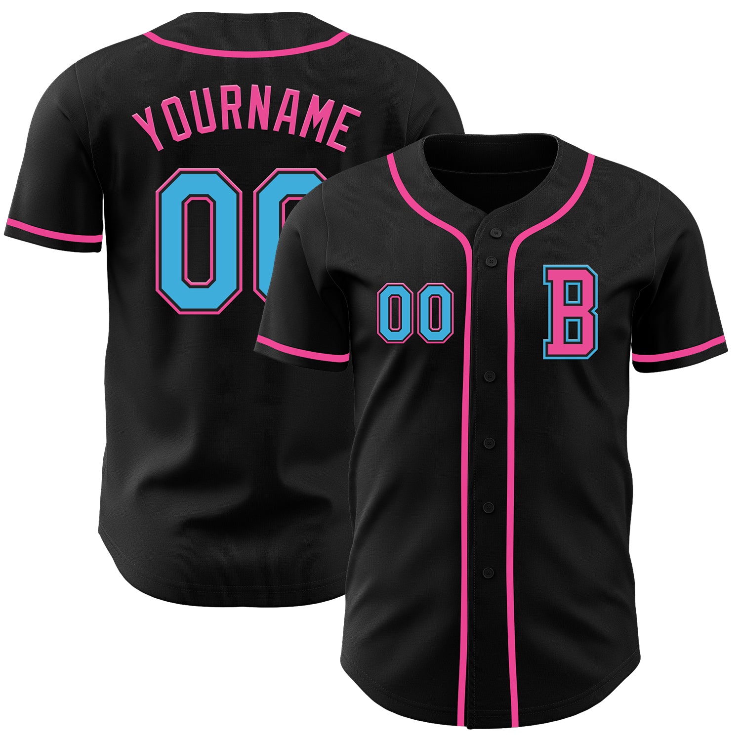 Mckenzieshoponline Black Sky Blue Pink Personalized Baseball Jersey For Fans