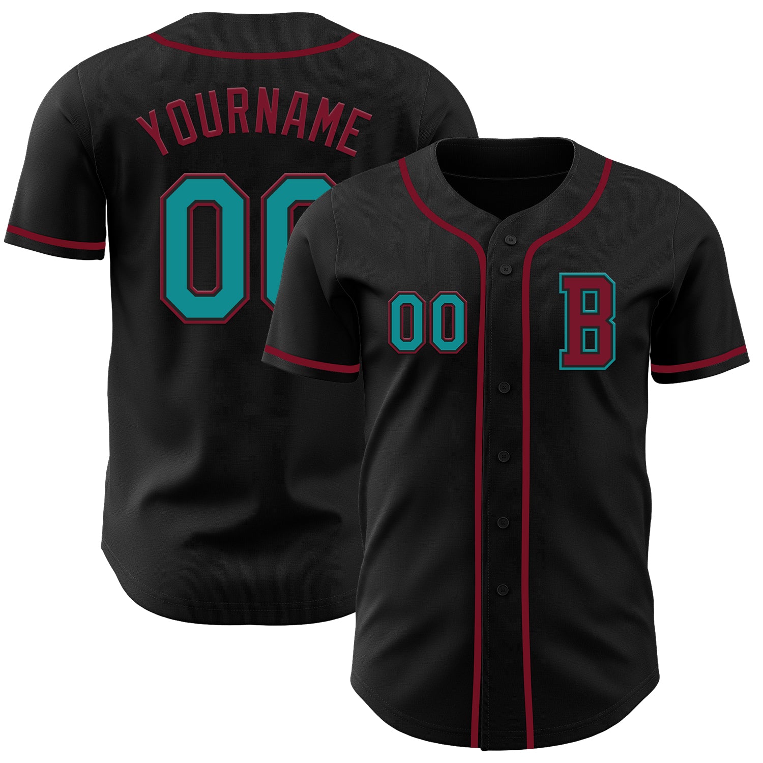 Jerseytrend Black Teal Crimson Personalized Baseball Jersey For Fans