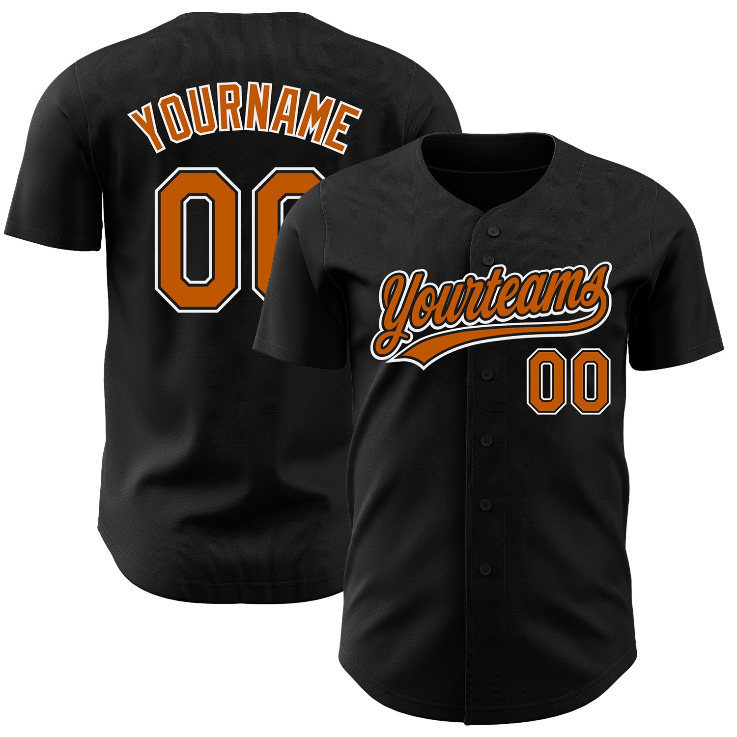 Jerseytrend Black Texas Orange White Personalized Baseball Jersey For Fans