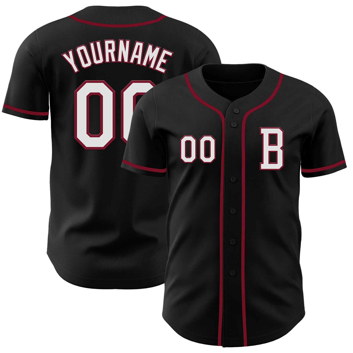 Jerseytrend Black White Crimson Personalized Baseball Jersey For Fans