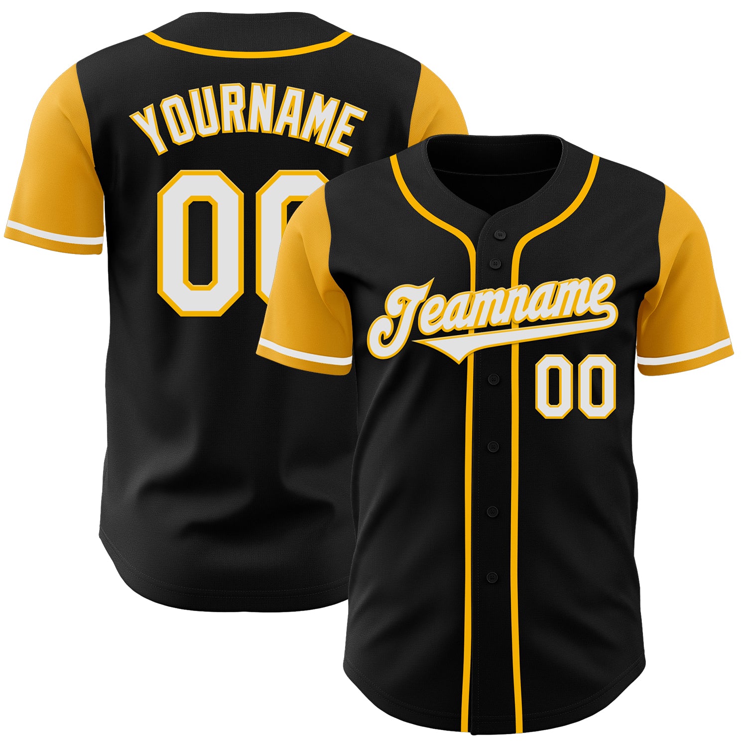 Jerseytrend Black White Gold Two Tone Personalized Baseball Jersey For Fans