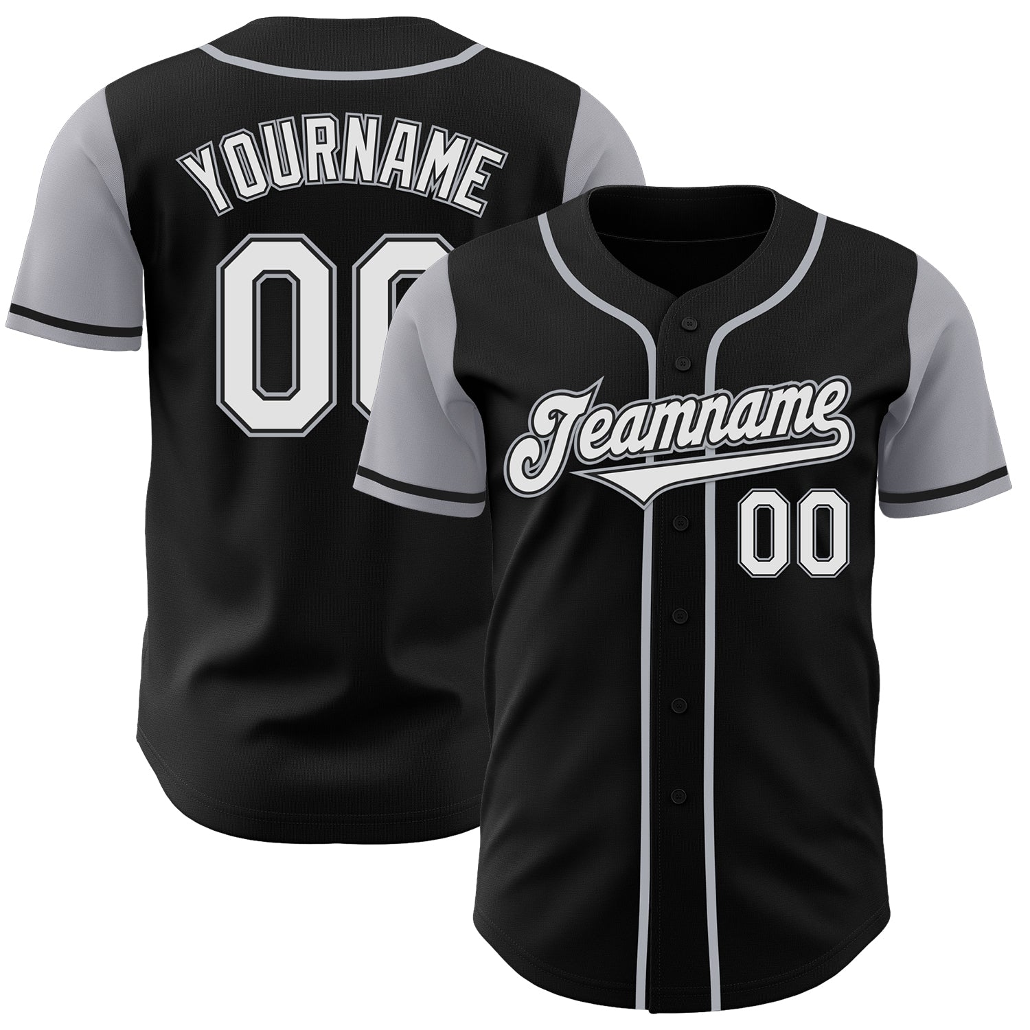 Jerseytrend Black White Gray Two Tone Personalized Baseball Jersey For Fans