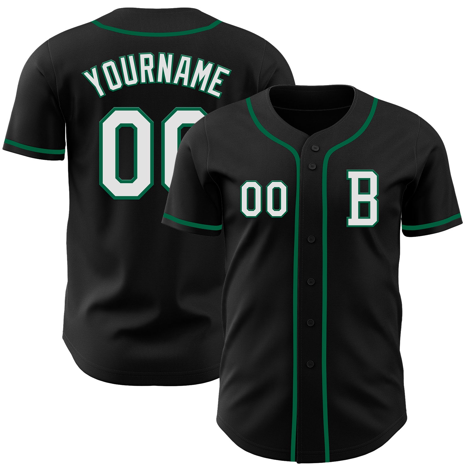 Jerseytrend Black White Kelly Green Personalized Baseball Jersey For Fans