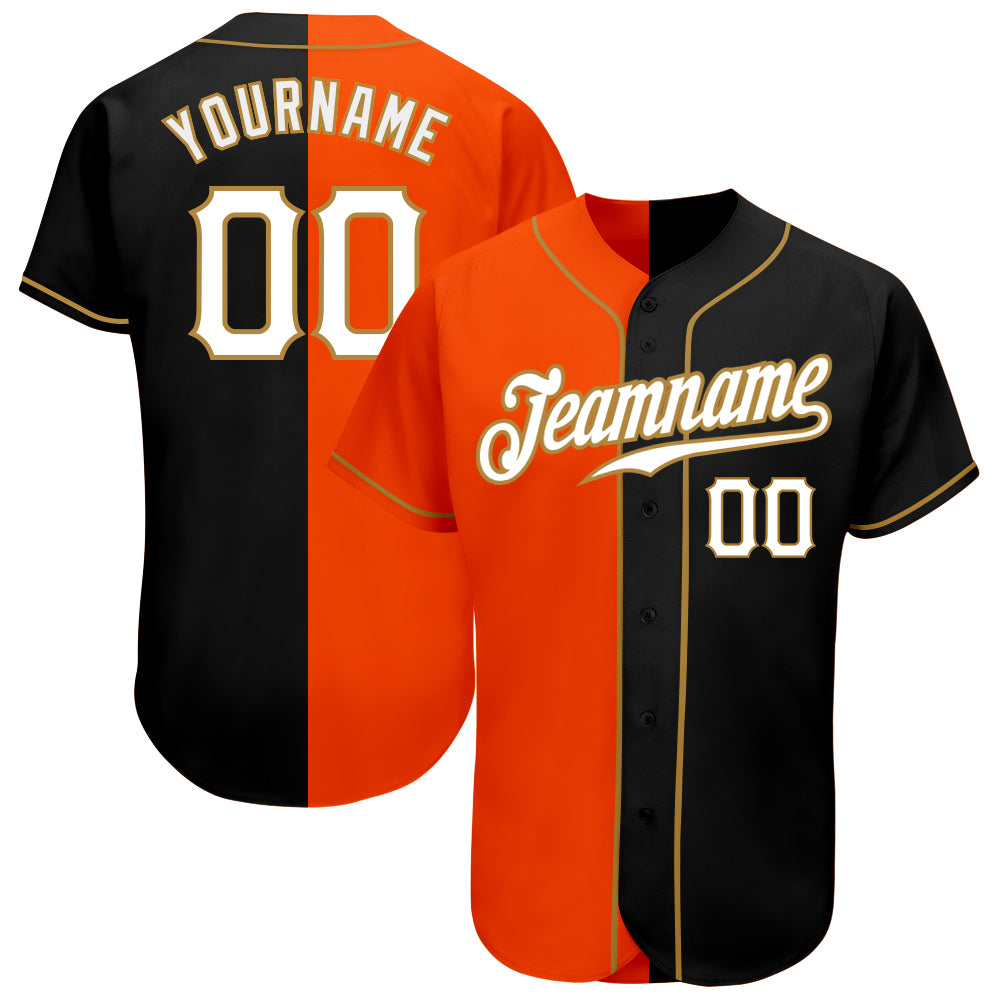 Jerseytrend Black White Orange Split Fashion Personalized Baseball Jersey For Fans
